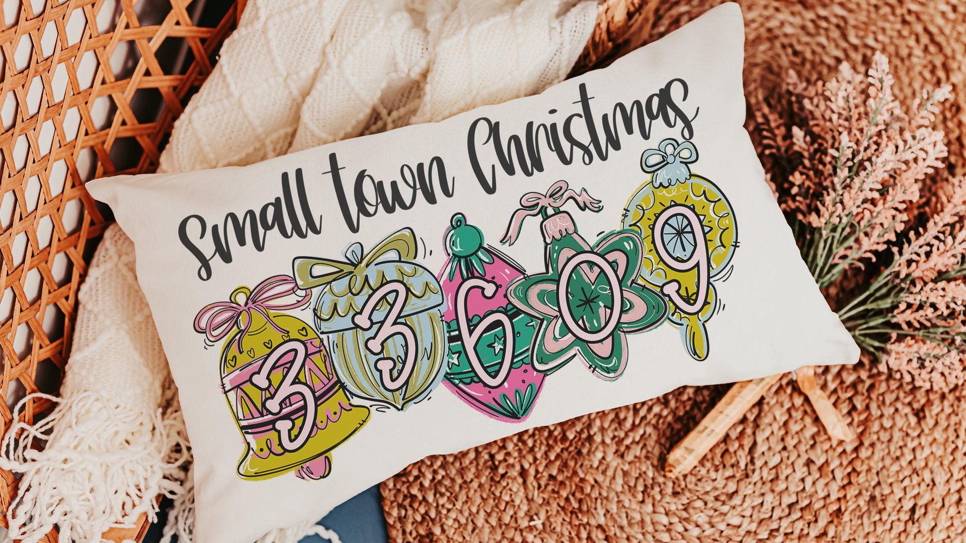 personalized zip code lumbar pillow home decor, small town Christmas hostess gifts for women, trendy decorative throw pillows best sellers