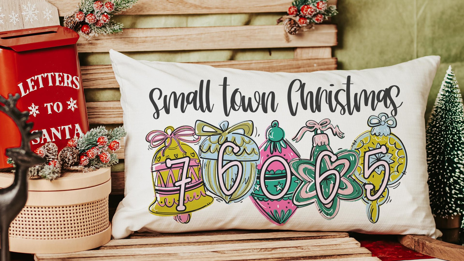 personalized zip code lumbar pillow home decor, small town Christmas hostess gifts for women, trendy decorative throw pillows best sellers