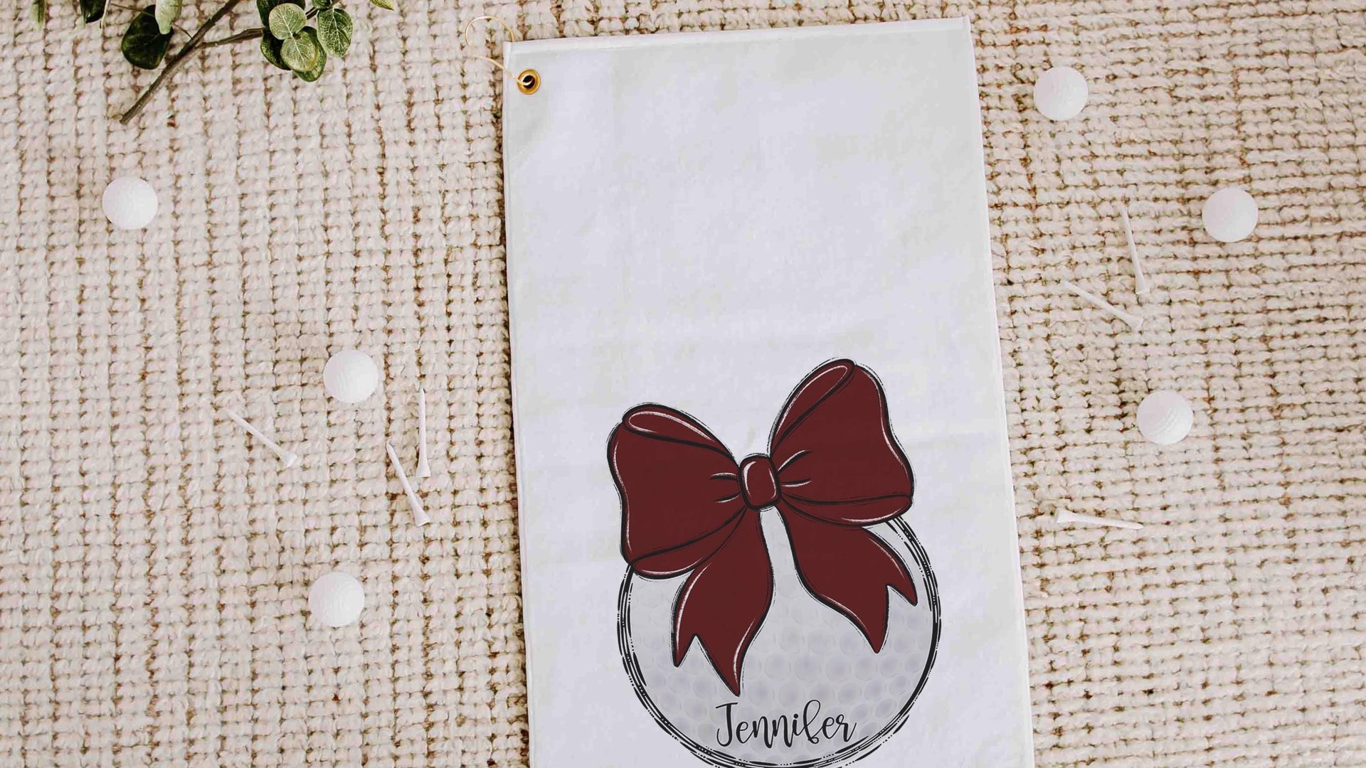 personalized golf coquette golf towels for women, maroon school spirit accessories, cute golf gifts for ladies for golf bags, golf Christmas