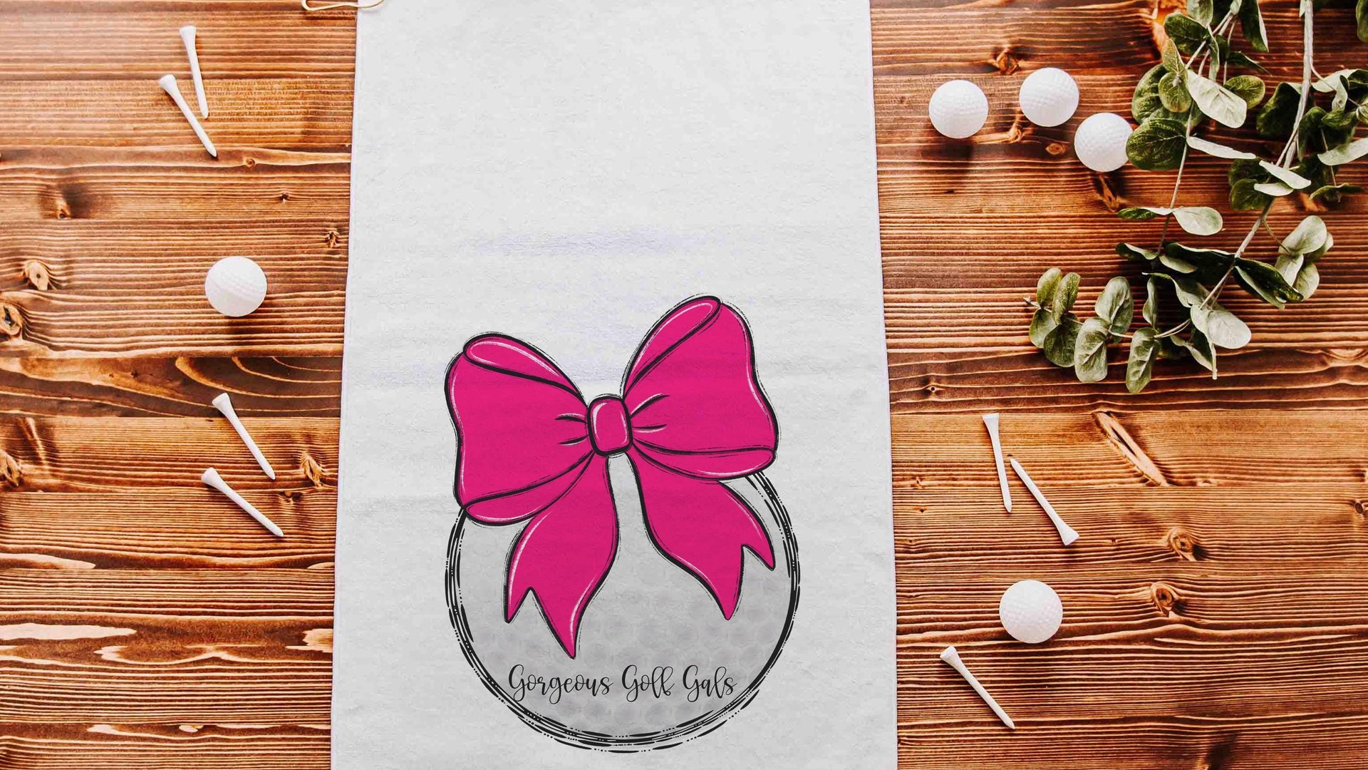 personalized hot pink golf coquette golf towel with name, cute golf Christmas gifts for golfers, girls golf team end of season gift, golfing