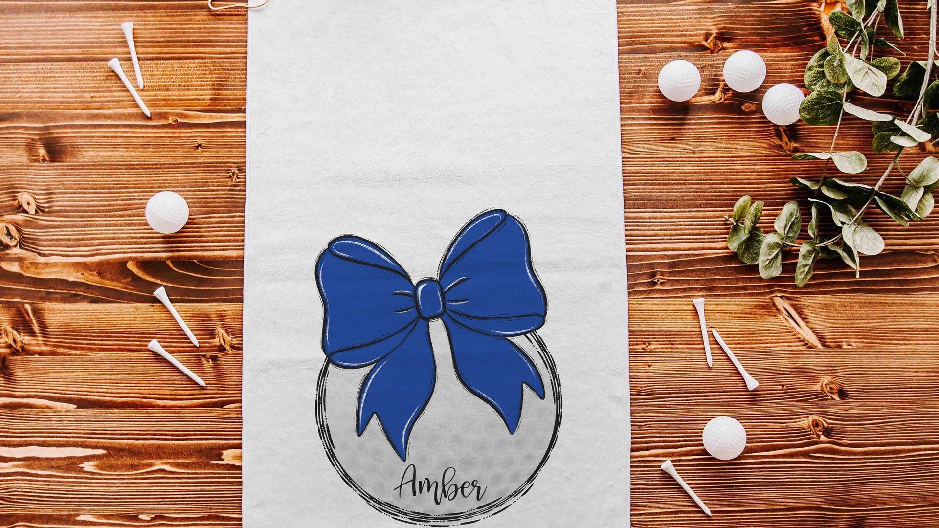 personalized royal blue coquette golf towel with hook, cute golf Mothers day gift for golfers, golf mom gift, golfing wife golf gear, unique