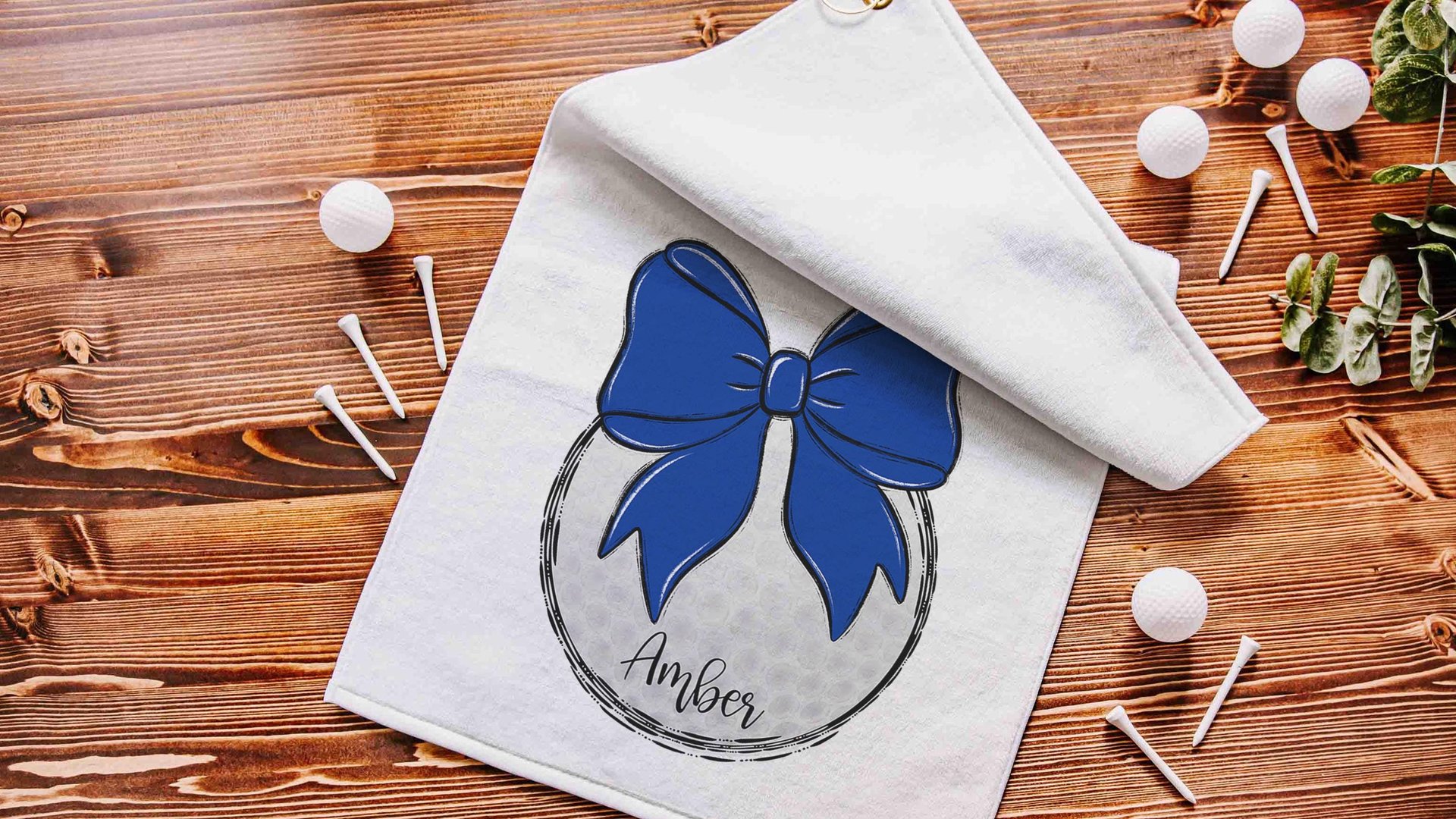 personalized royal blue coquette golf towel with hook, cute golf Mothers day gift for golfers, golf mom gift, golfing wife golf gear, unique
