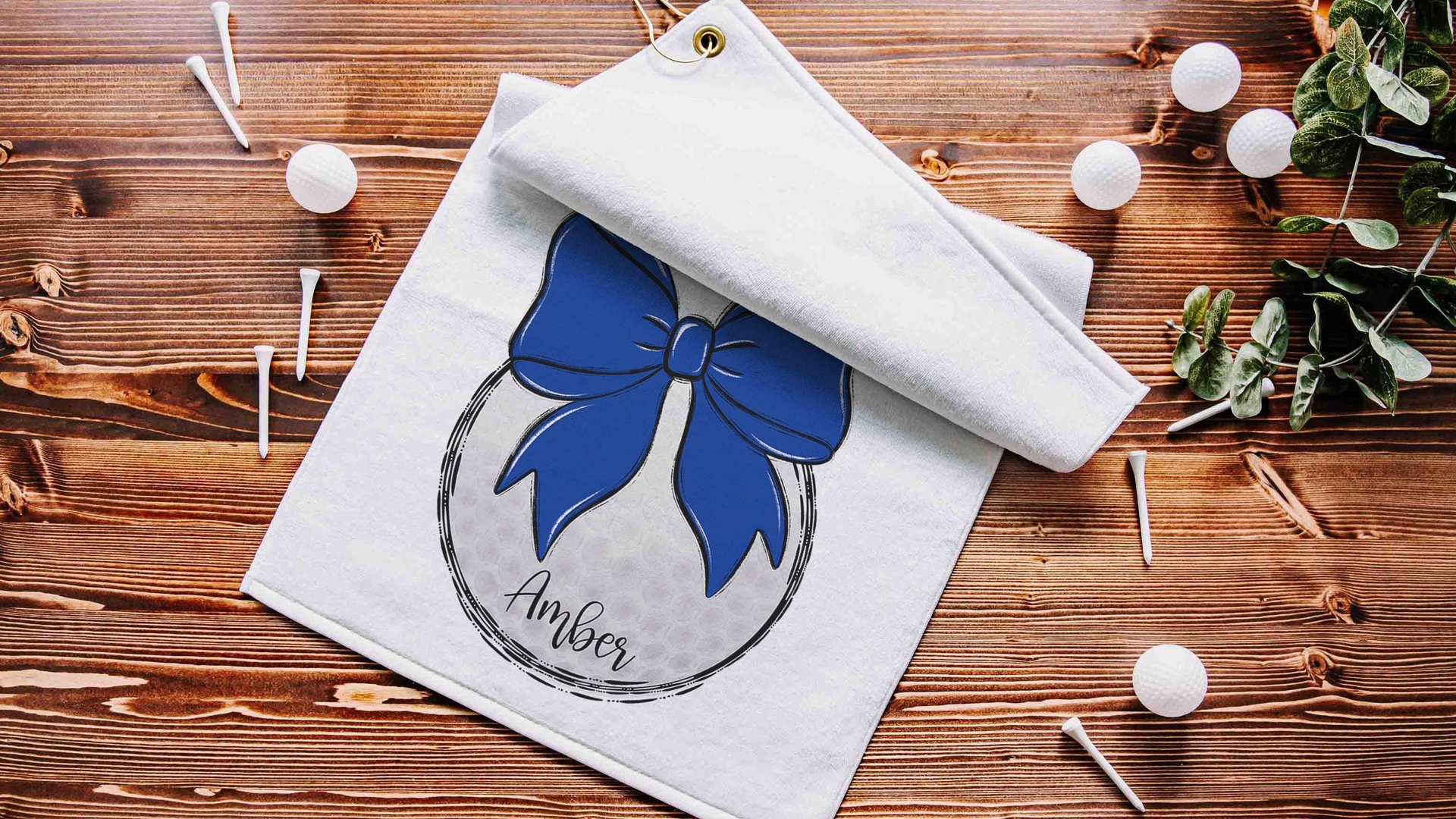 personalized royal blue coquette golf towel with hook, cute golf Mothers day gift for golfers, golf mom gift, golfing wife golf gear, unique