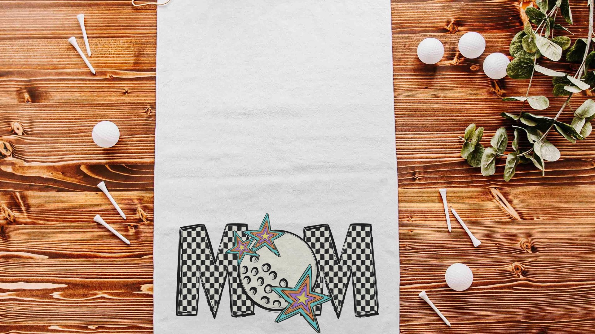 black and white checkered trendy golf towel for cart, golf Mothers day gift for golfers, golf mom gifts, cute golf accessories for women