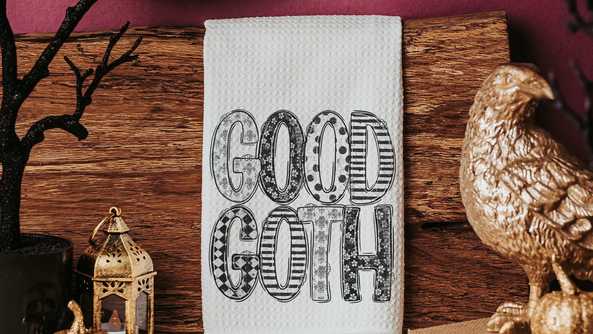 good goth throw pillow for couch funny Halloween gifts for adults, Halloween coquette kitchen towels, boo basket gifts for best friends