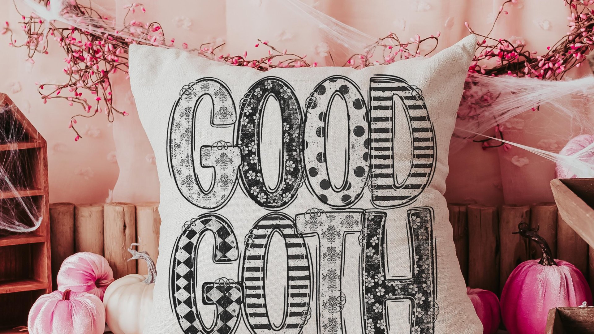 good goth throw pillow for couch funny Halloween gifts for adults, Halloween coquette kitchen towels, boo basket gifts for best friends