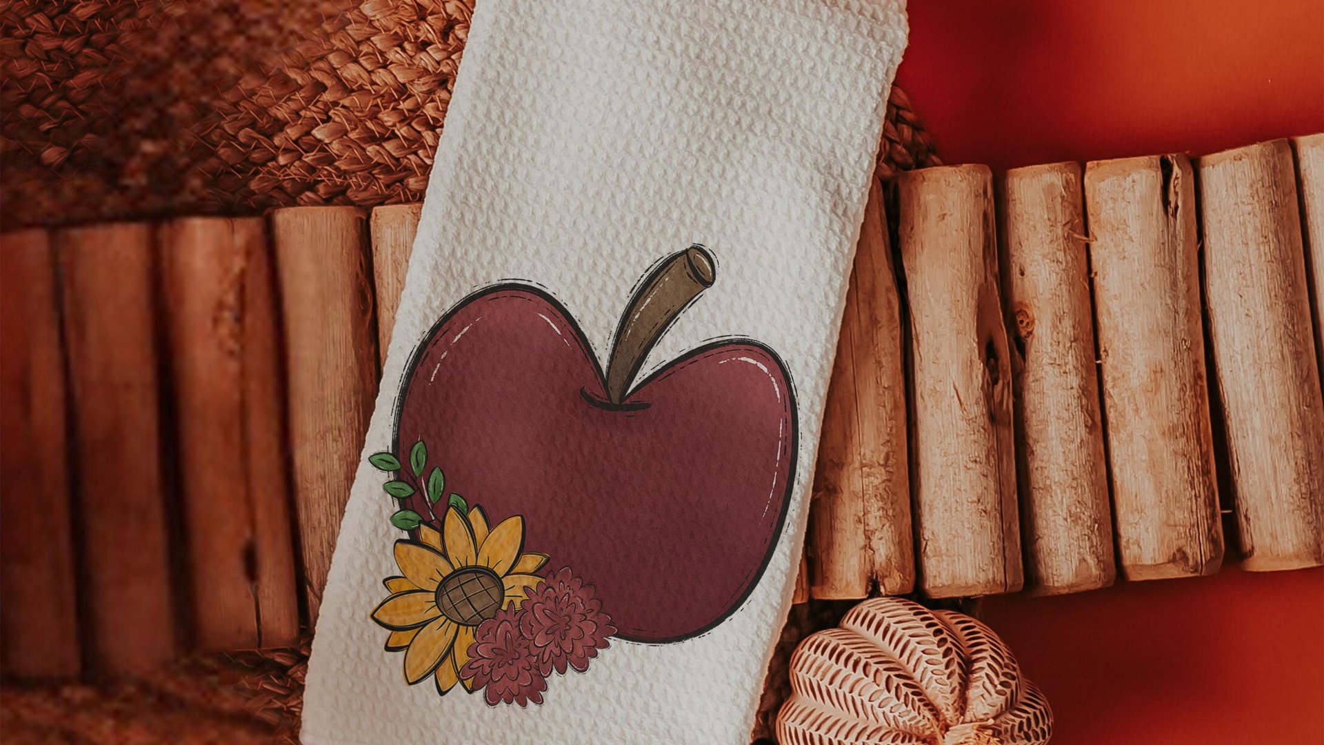 apple festival autumn kitchen towels home essentials, apple kitchen decor, sunflower gifts for her, Thanksgiving hosting gift, housewarming