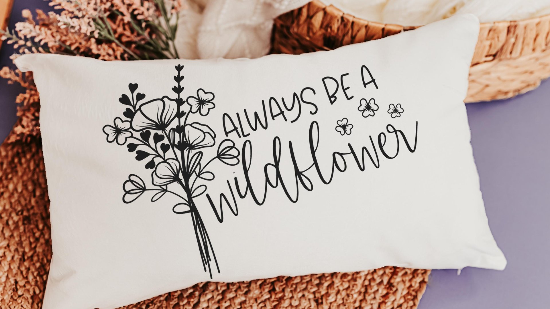 be a wildflower lumbar pillow for granddaughter, inspirational throw pillow for dorm, baby in bloom baby shower gifts, wildflower nursery