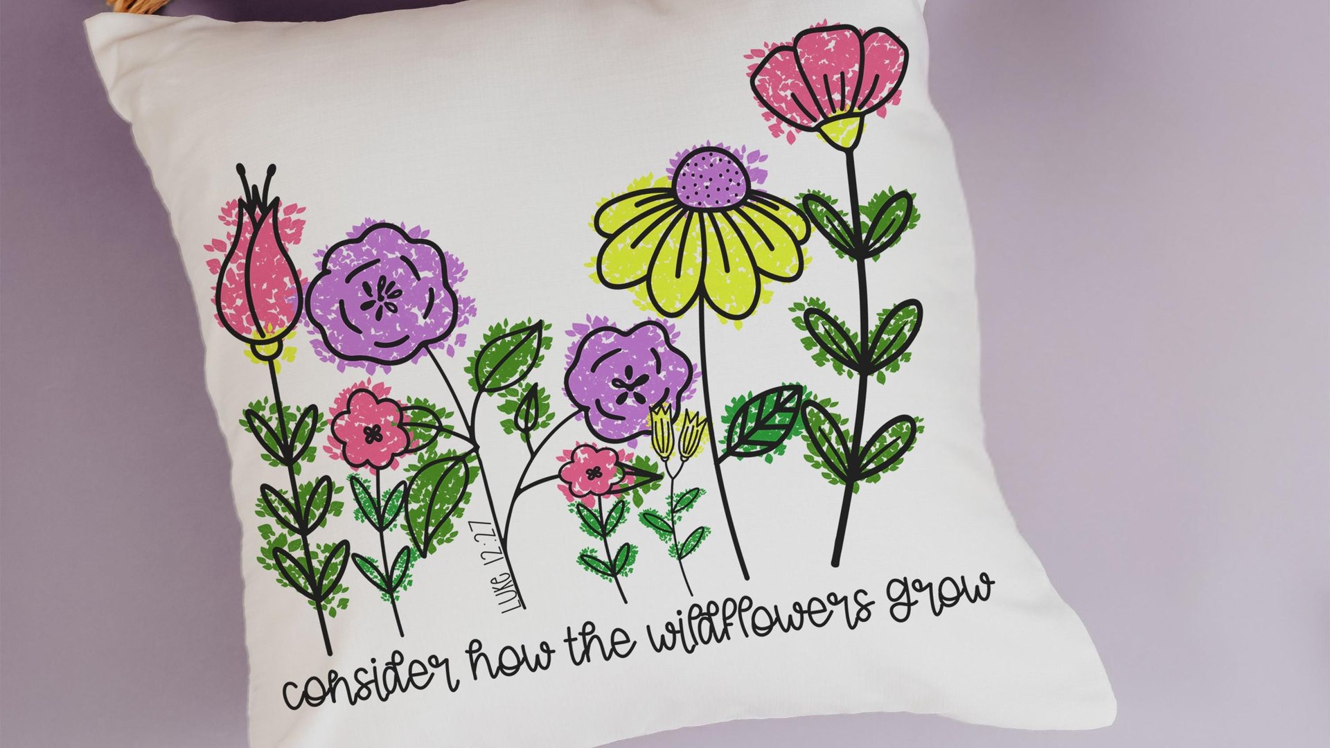 consider how the wildflowers grow lumbar throw pillows for couch religious decorative pillows for girls, Luke 12:27 decor, Christian nursery