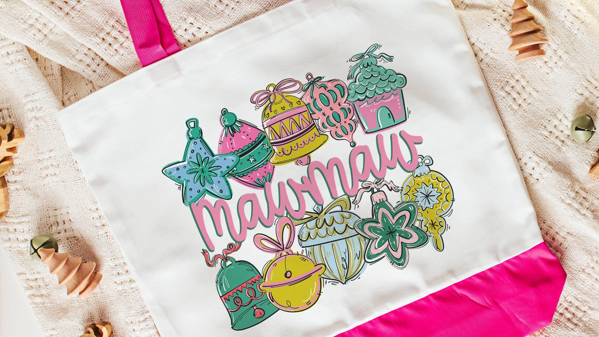 mawmaw est 2026 tote bags for grandma, Mawmaw Christmas gifts for mother in law, pastel Christmas makeup bag for purse, Mawmaw gifts for