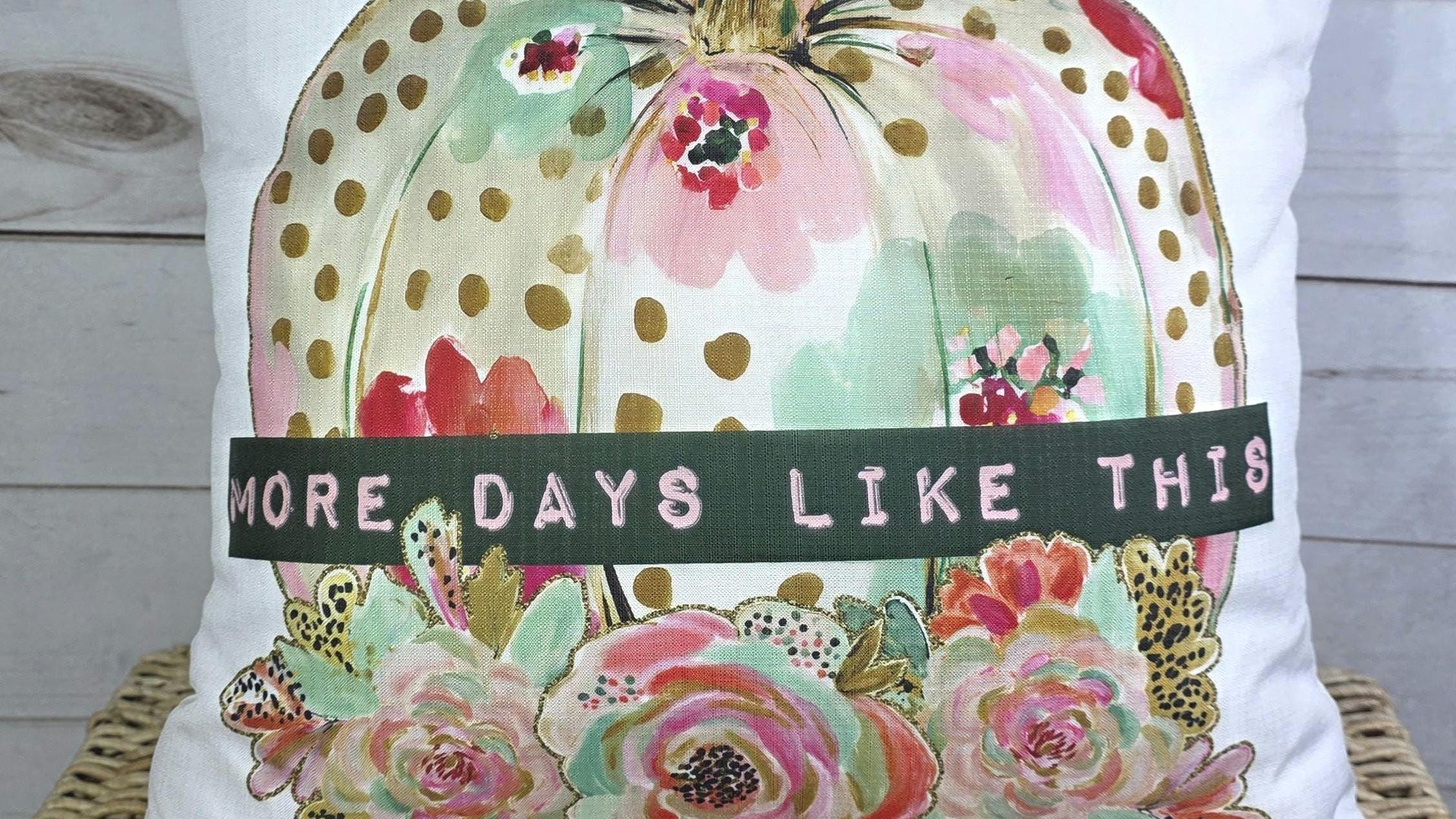 watercolor floral pumpkin throw pillows for day bed, days like this sentimental gifts for best friend, gold polka dot pumpkin accent pillows