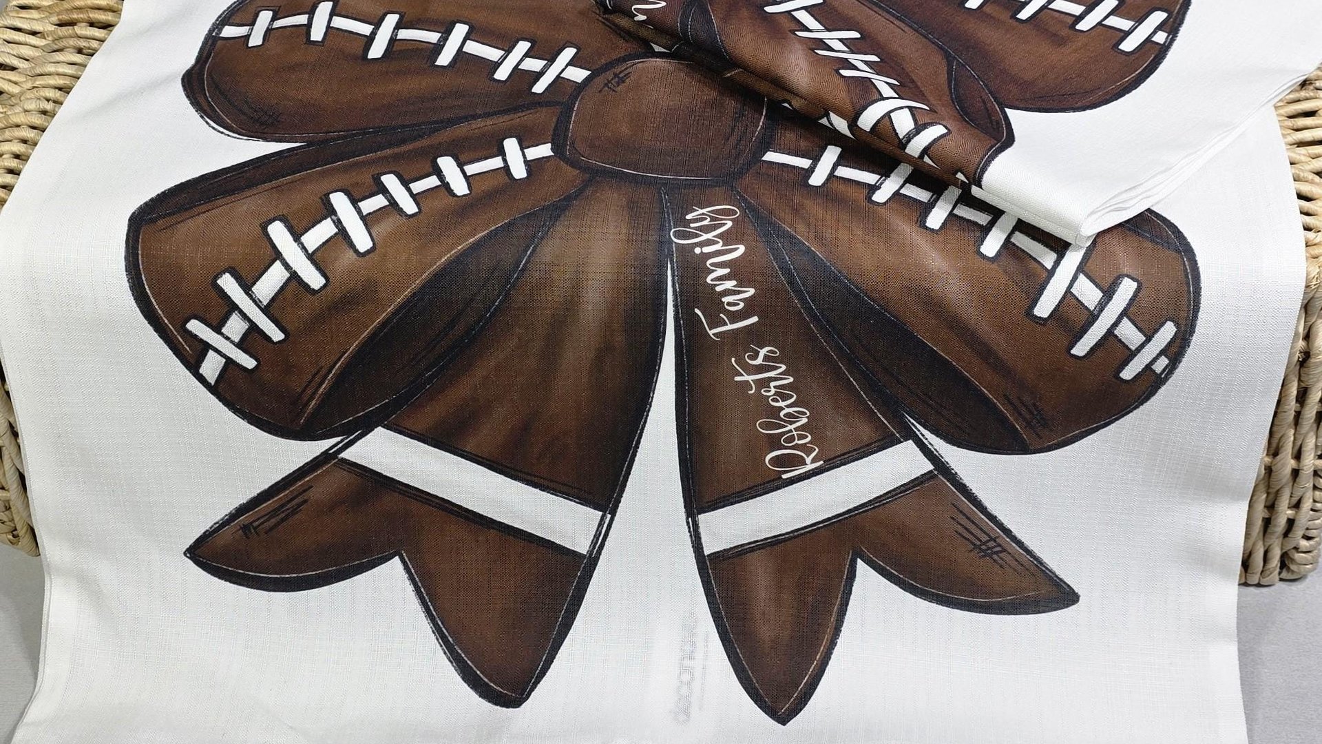 personalized football coquette bow football throw pillows for bed cute football mom gift set for women, football bow kitchen towels for gift