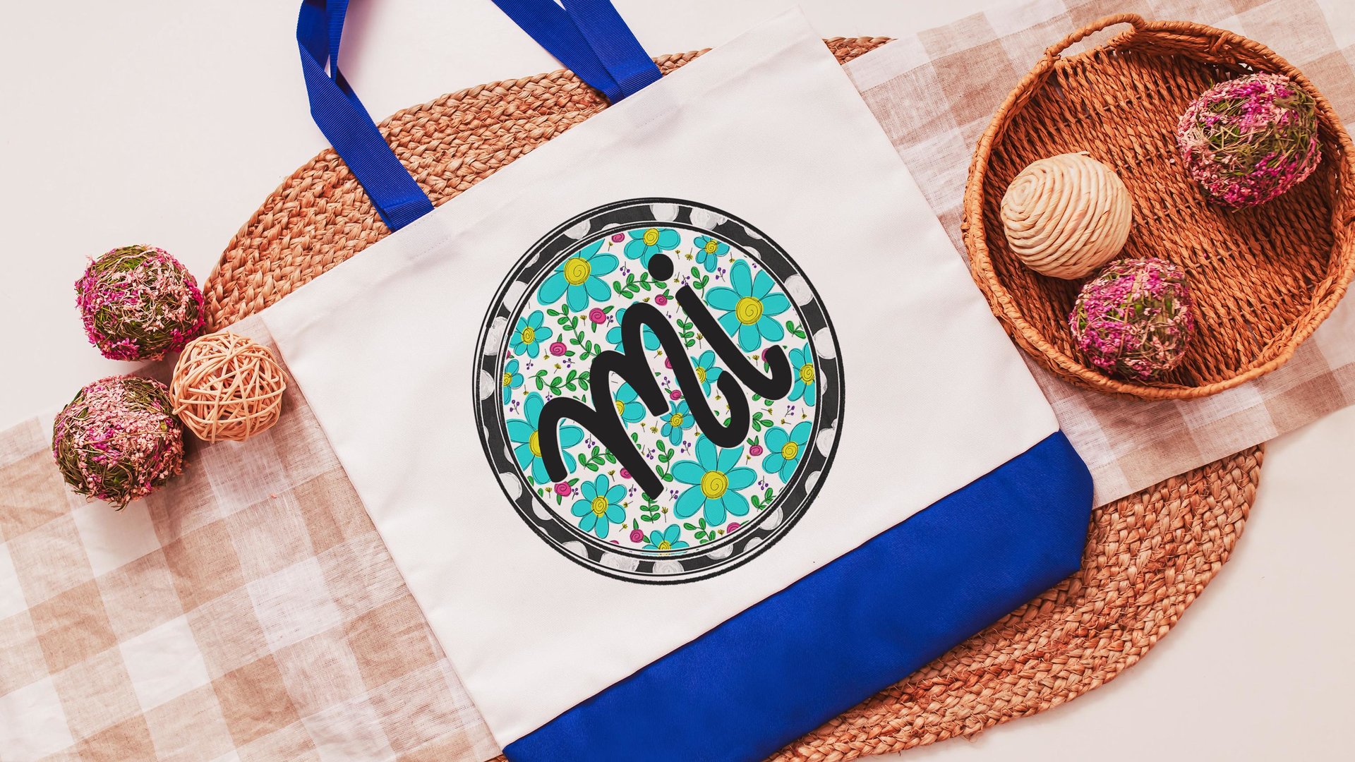 turquoise floral Texas tote bag for new homeowners, Texas Christmas gifts for neighbors, TX bag for gift, moving to Texas gifts for women