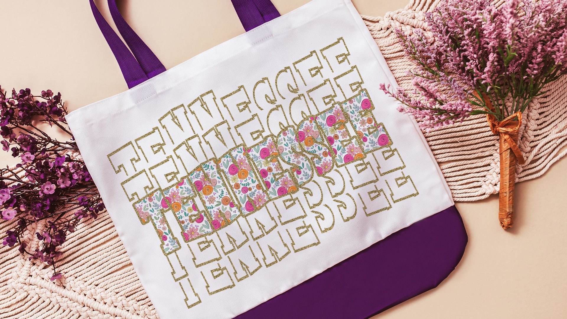 Arkansas tote bag for teachers, Arkansas gifts, realtor tote bag real estate agent gift, wildflower tote for women, Arkansas game day bag