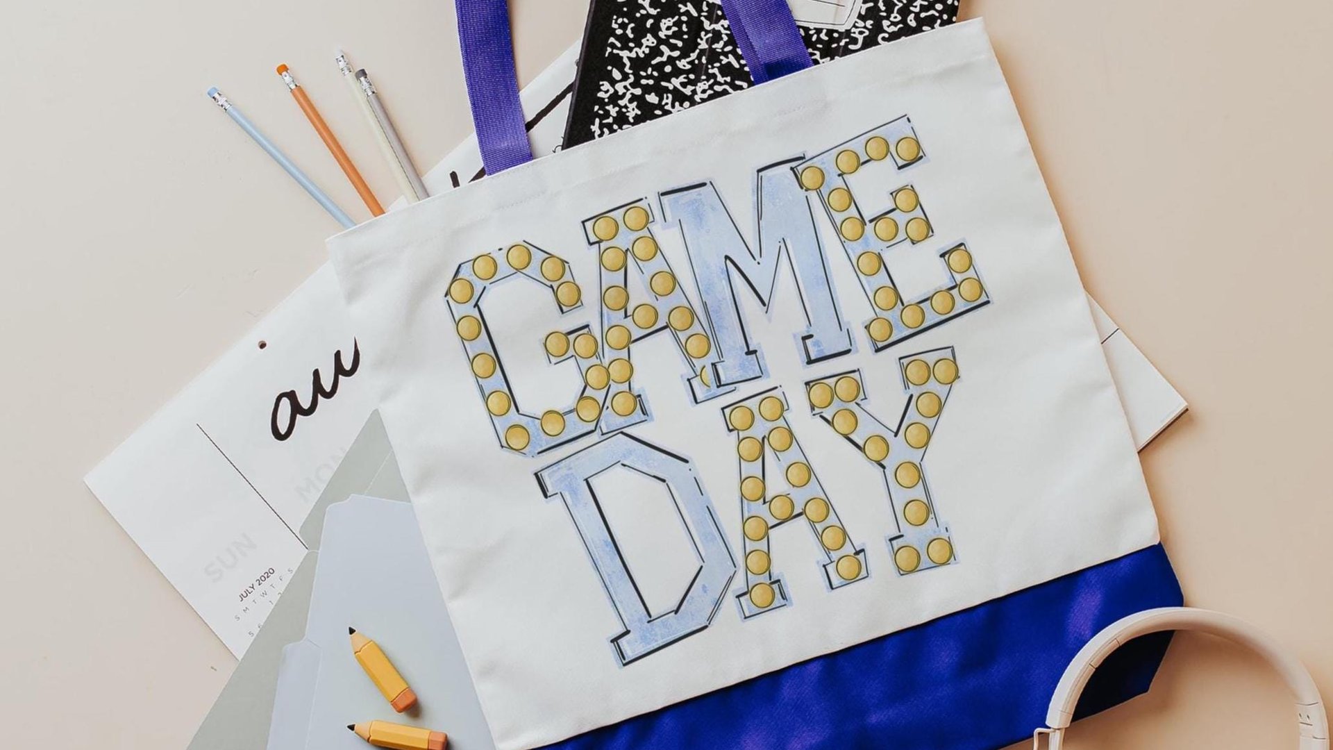 game day tote football tote bag for women, carolina blue school spirit bags for college students, football mom gifts, back to school gifts