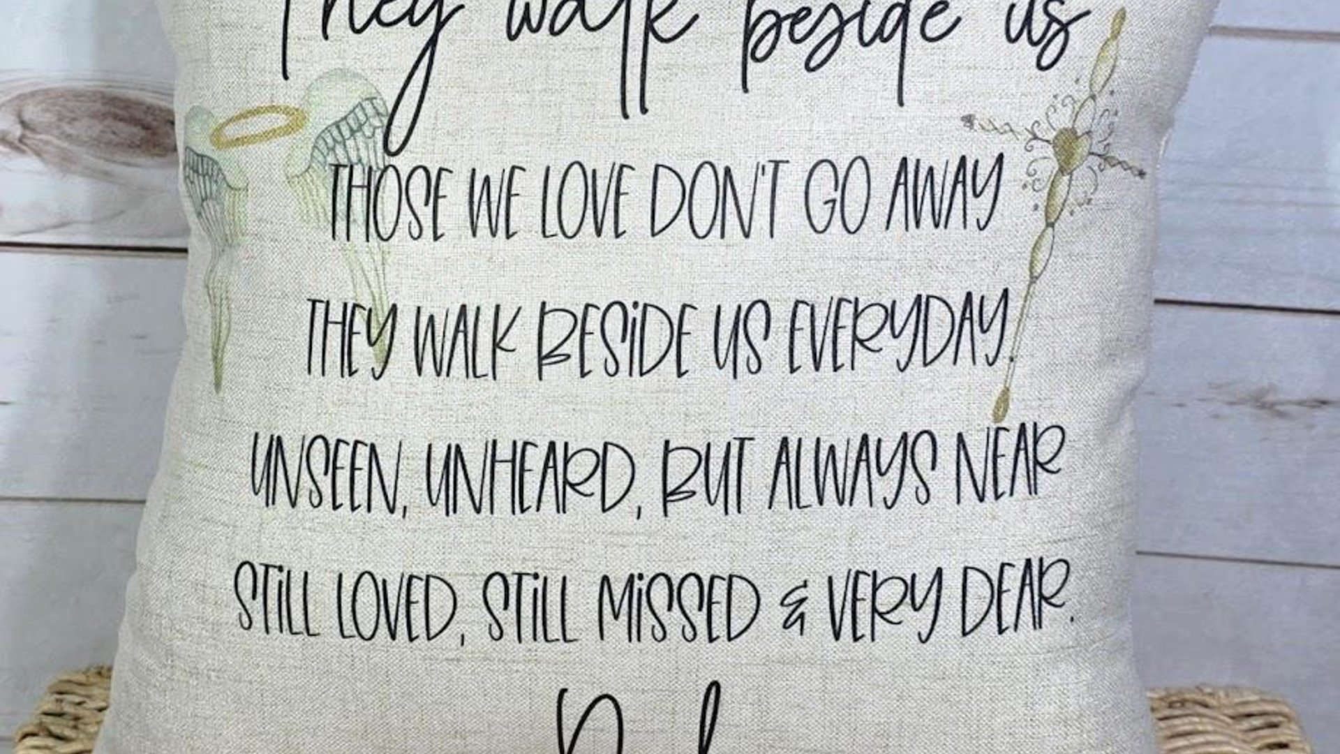 they walk beside us every day memorial throw pillows for sofa, those we love don't go away remembrance gifts for grandmother, loss of mother