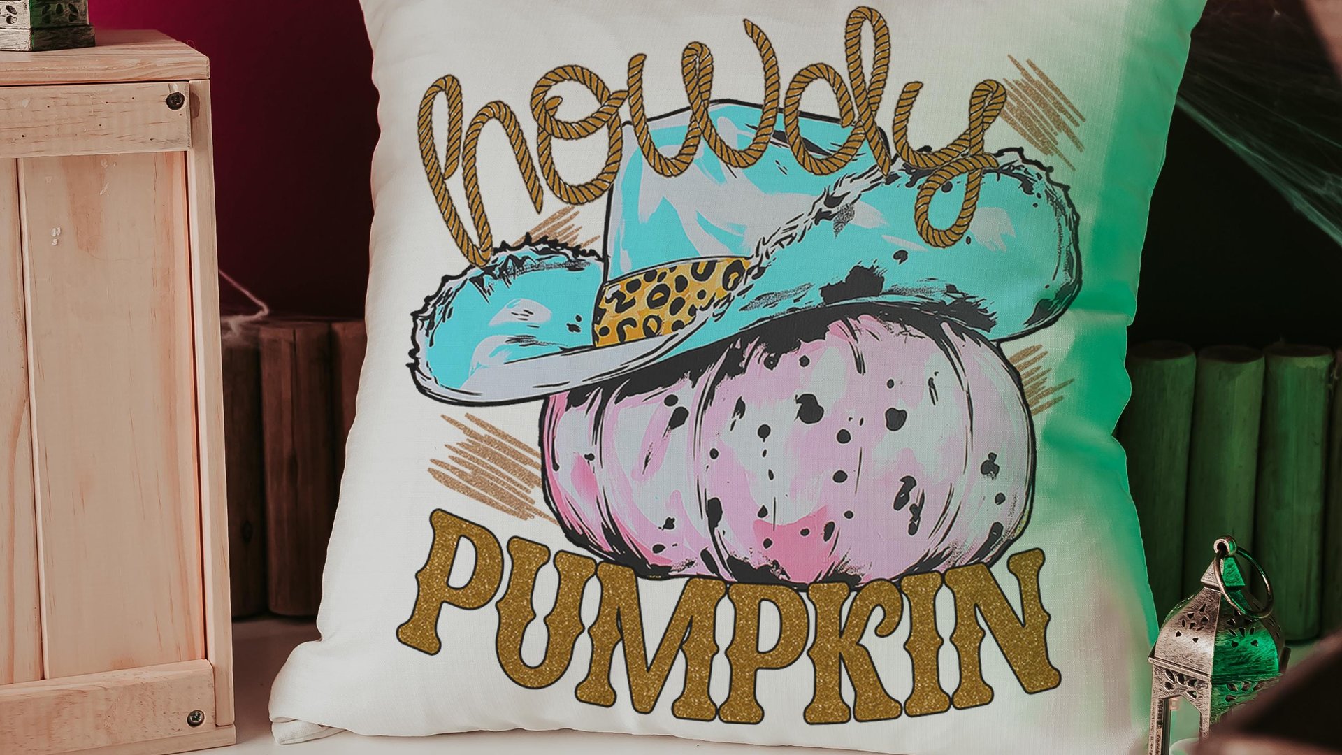 howdy pumpkin throw pillows for living room, fall cowgirl pumpkin pillow cover 18 x 18, pink pumpkin decor, fall host gift, western pumpkin