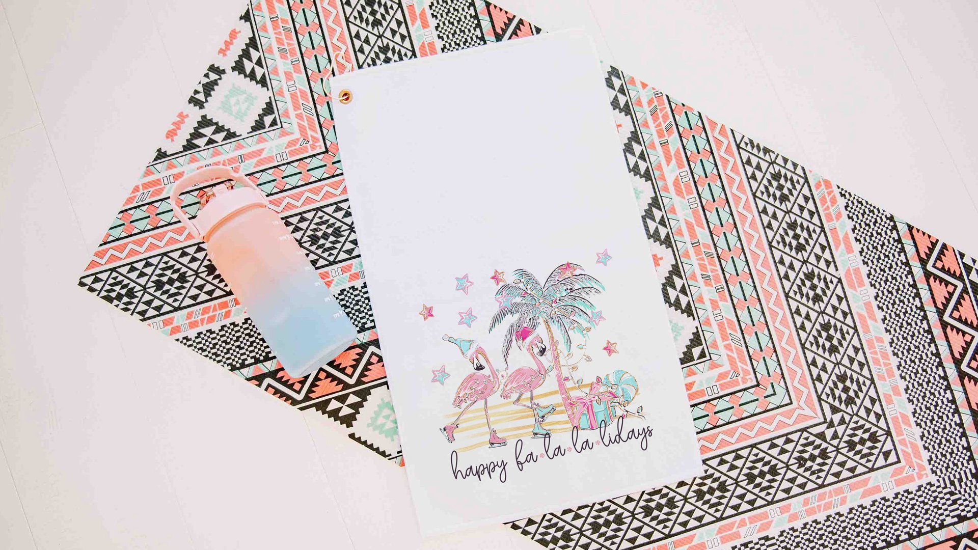 fa la la la mingo funny golf towel Christmas gifts for golfers, flamingo golf girls trip gifts for adult women, cute golf stocking stuffers