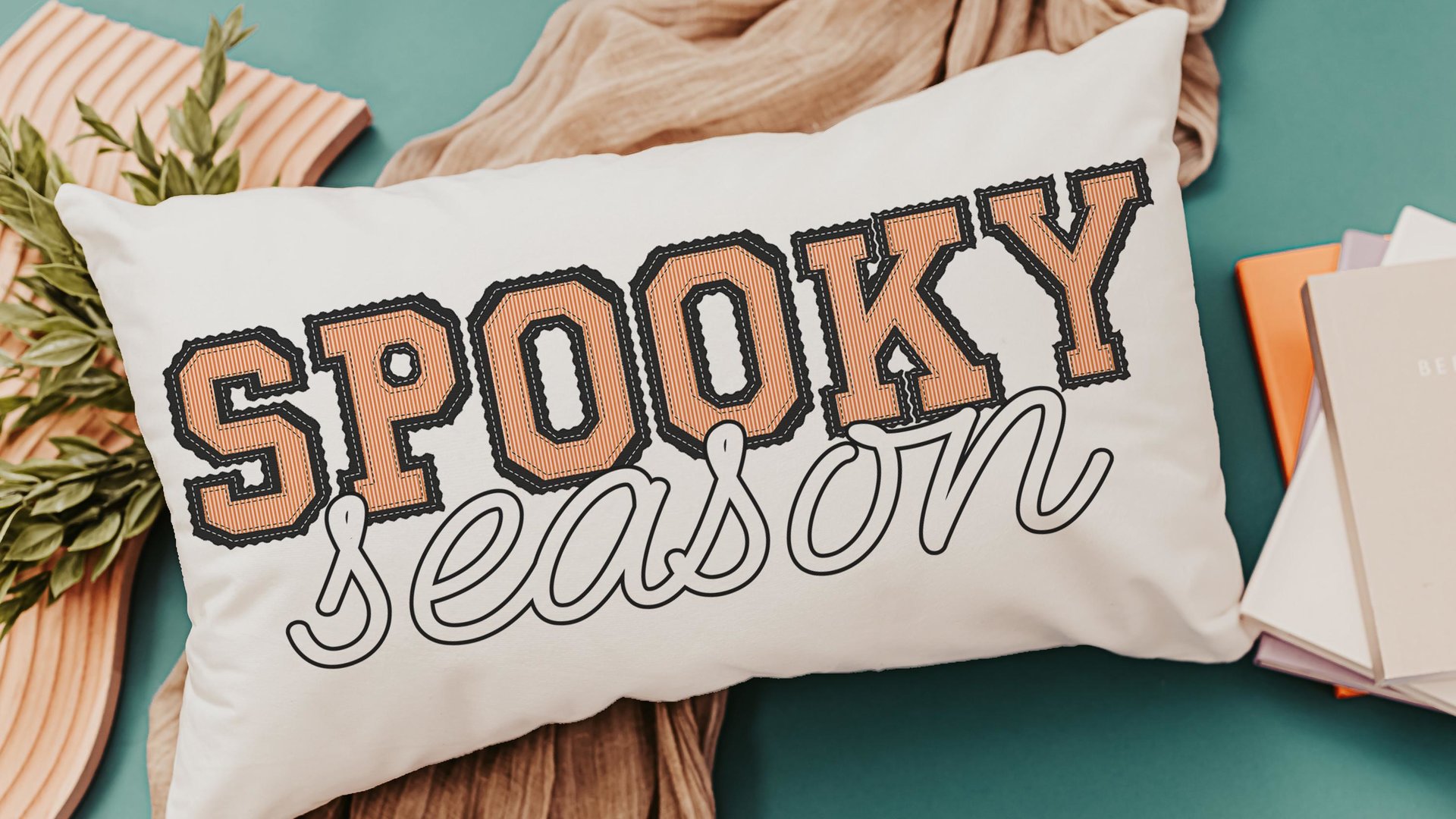 spooky season Halloween lumbar pillow cover 12x20, preppy Halloween throw pillow for bed, boo basket stuffers for adults, October themed