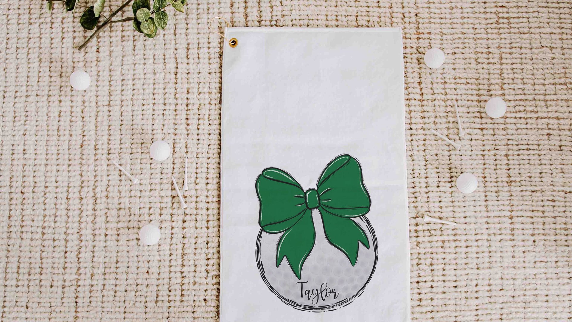 personalized golf coquette golf towel for girls, golf Christmas gifts for golfers, green school spirit golf gifts for ladies for golf bags