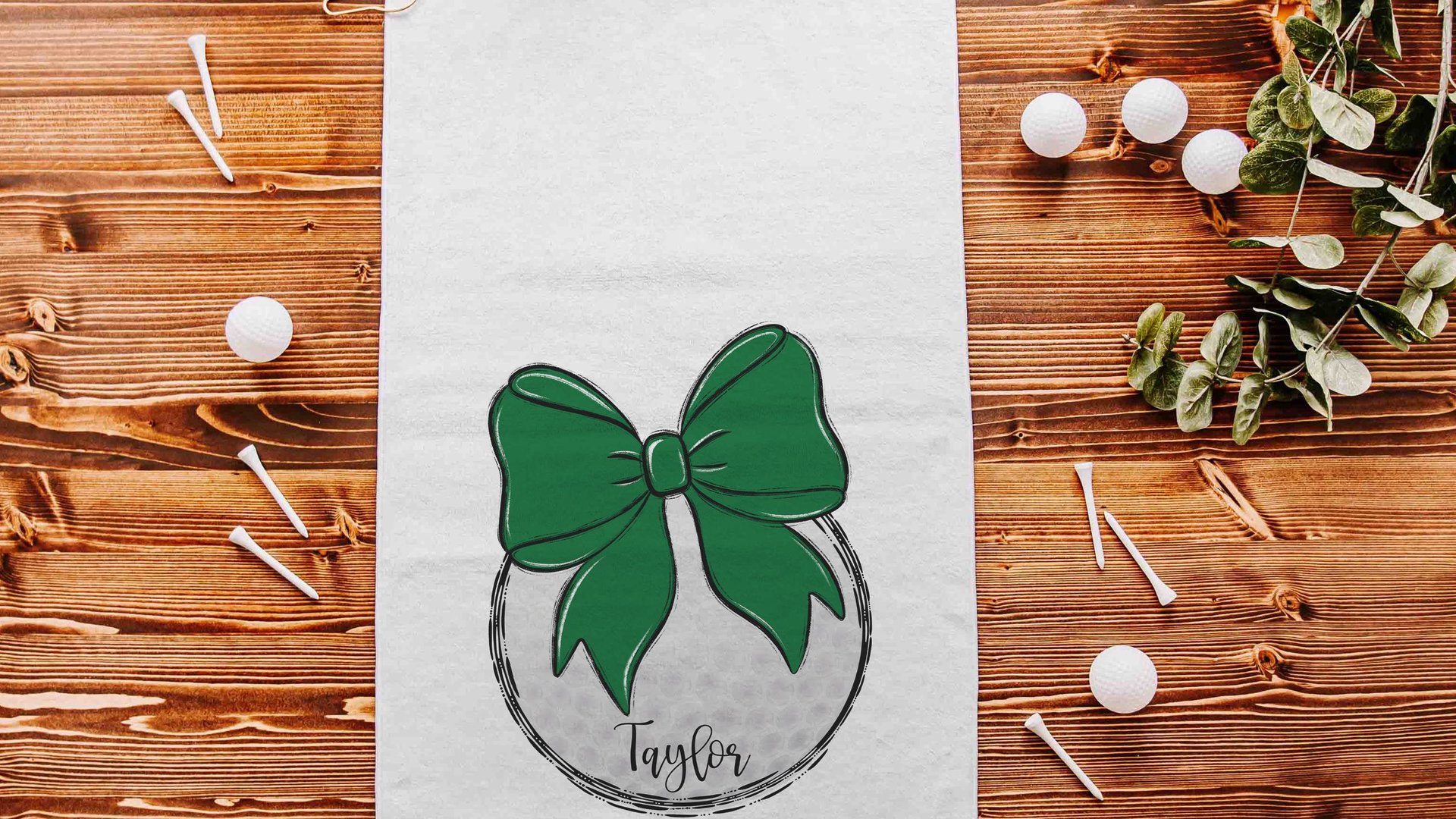 personalized golf coquette golf towel for girls, golf Christmas gifts for golfers, green school spirit golf gifts for ladies for golf bags