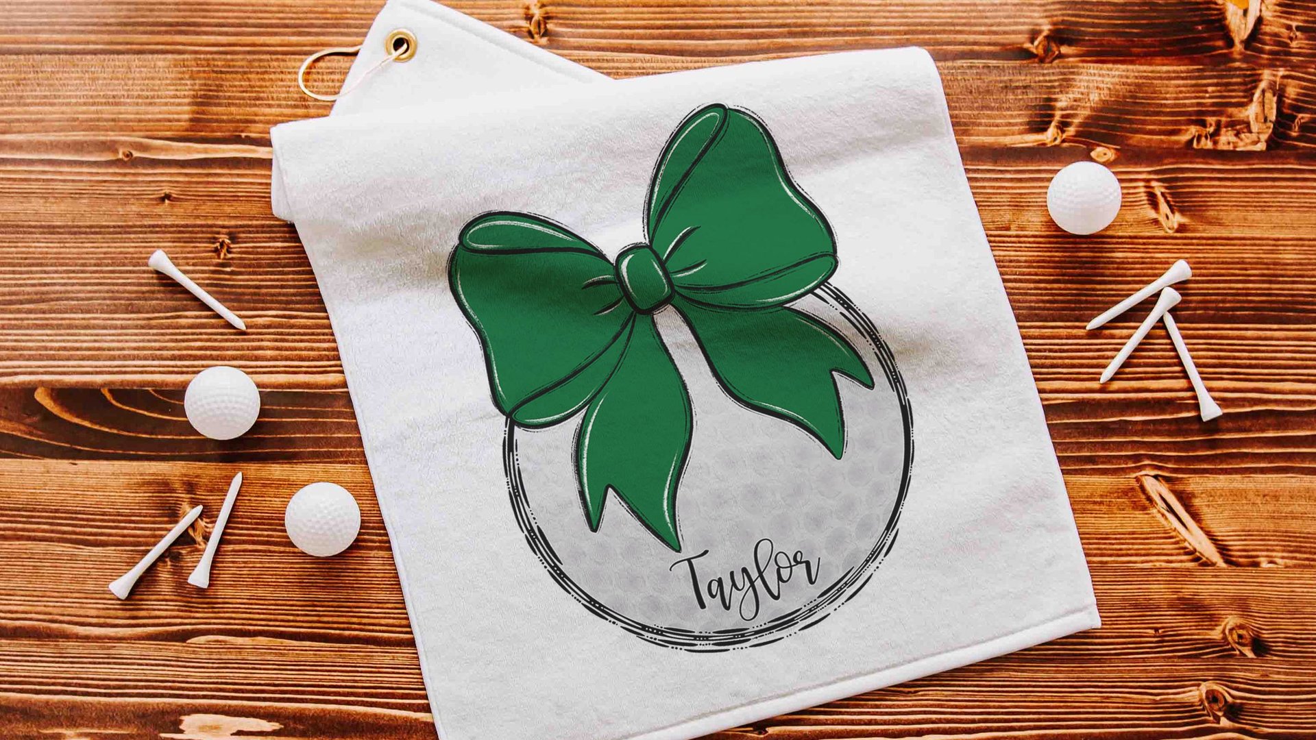 personalized golf coquette golf towel for girls, golf Christmas gifts for golfers, green school spirit golf gifts for ladies for golf bags