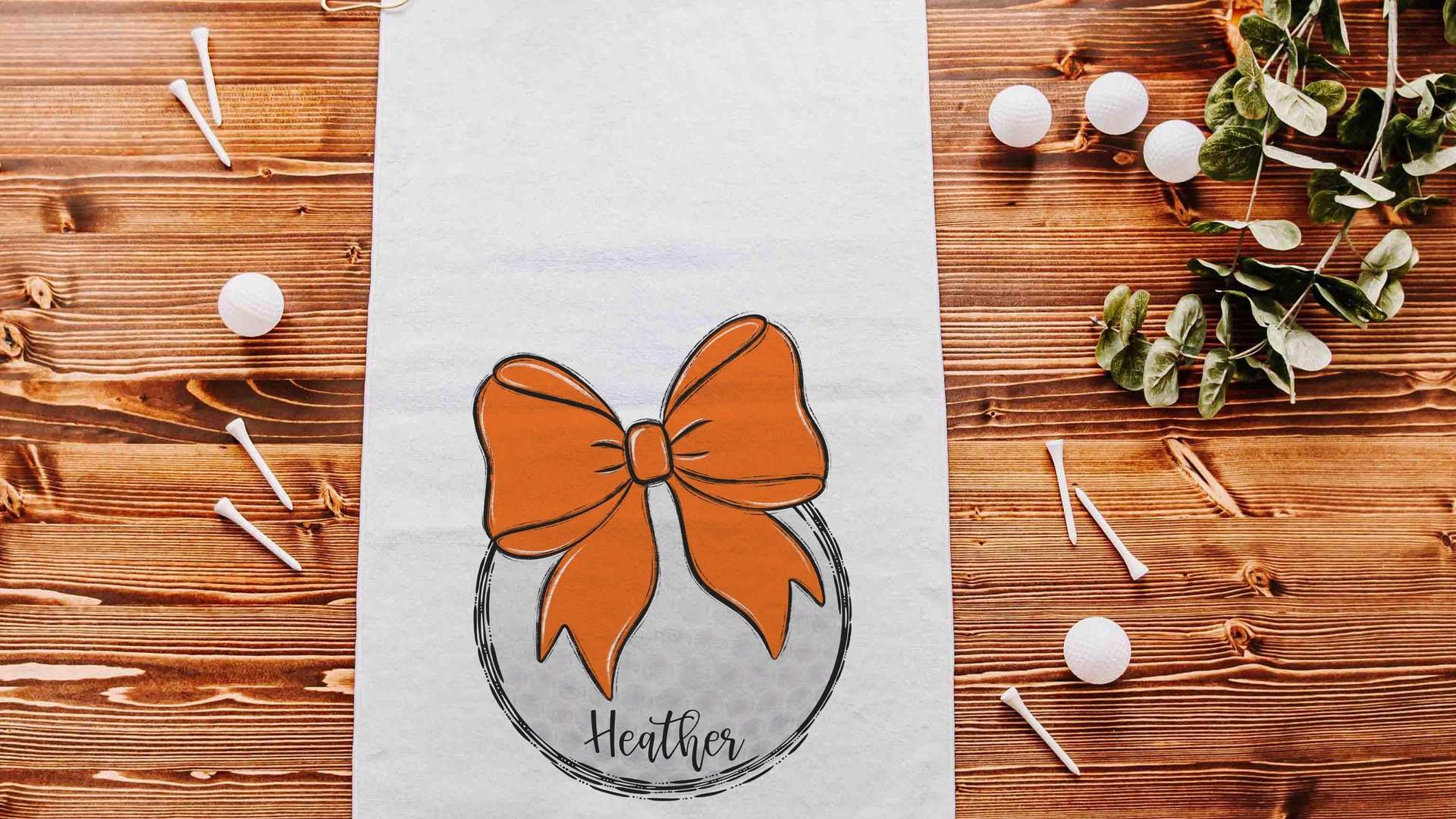 personalized orange school spirit golf towels for golf bags, cute golf Christmas gifts for golfers, golf gifts for high school seniors, best