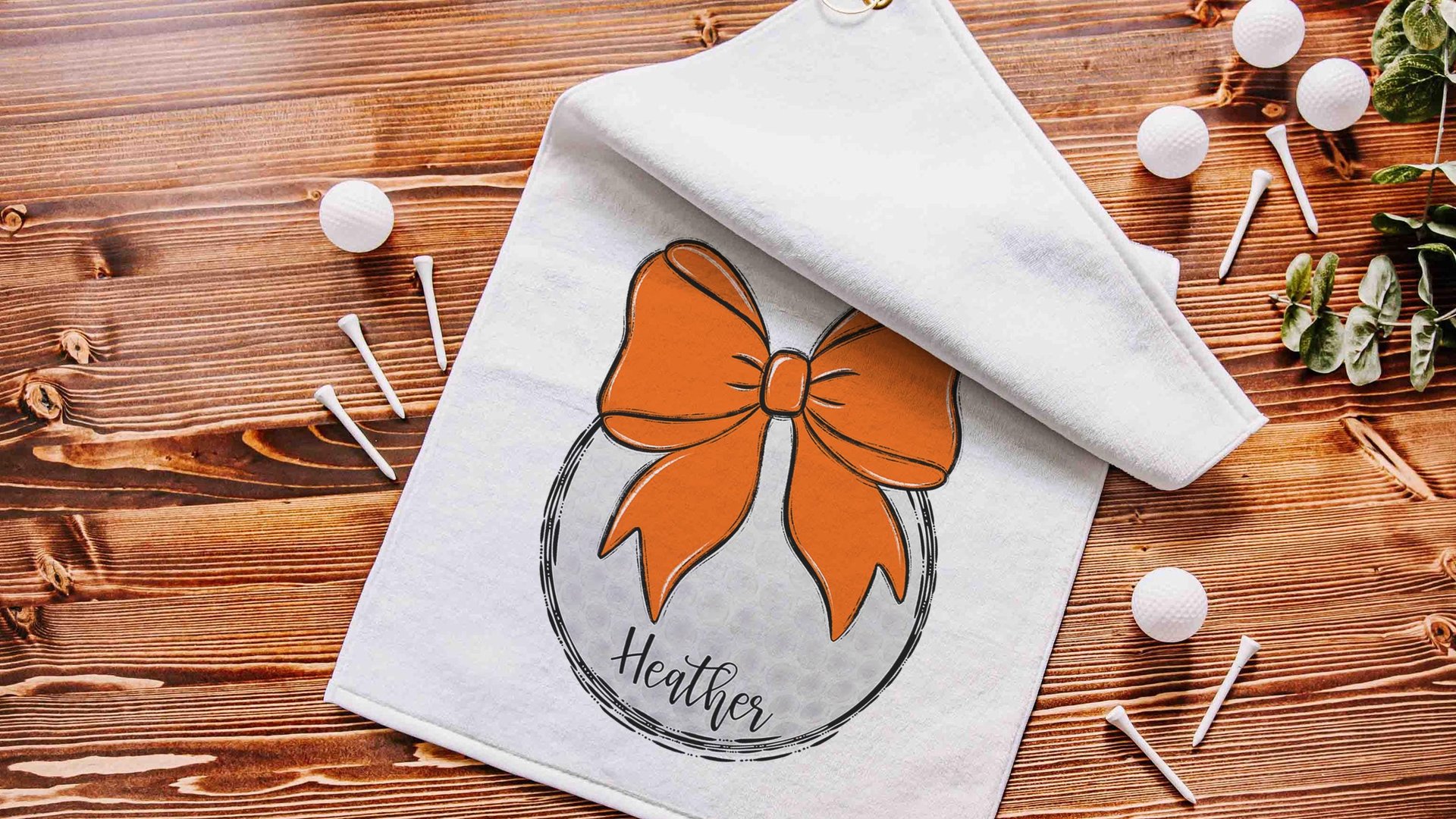 personalized orange school spirit golf towels for golf bags, cute golf Christmas gifts for golfers, golf gifts for high school seniors, best