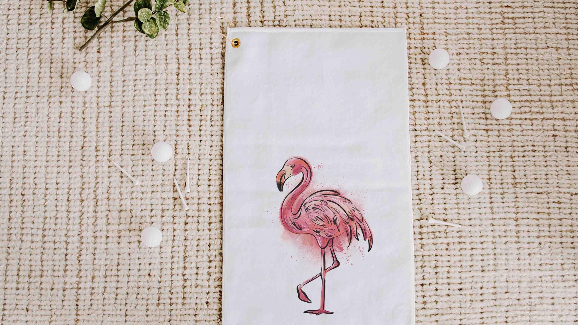 flamingo golf towel for women, beachy golf girls trip gifts for friends, golfing gear, summer golf gifts for ladies, cute golf accessories