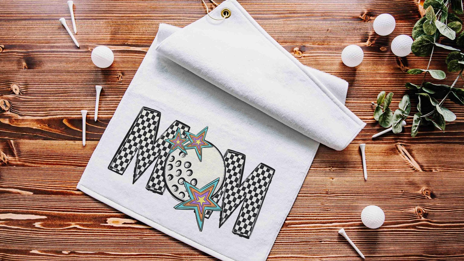 black and white checkered trendy golf towel for cart, golf Mothers day gift for golfers, golf mom gifts, cute golf accessories for women