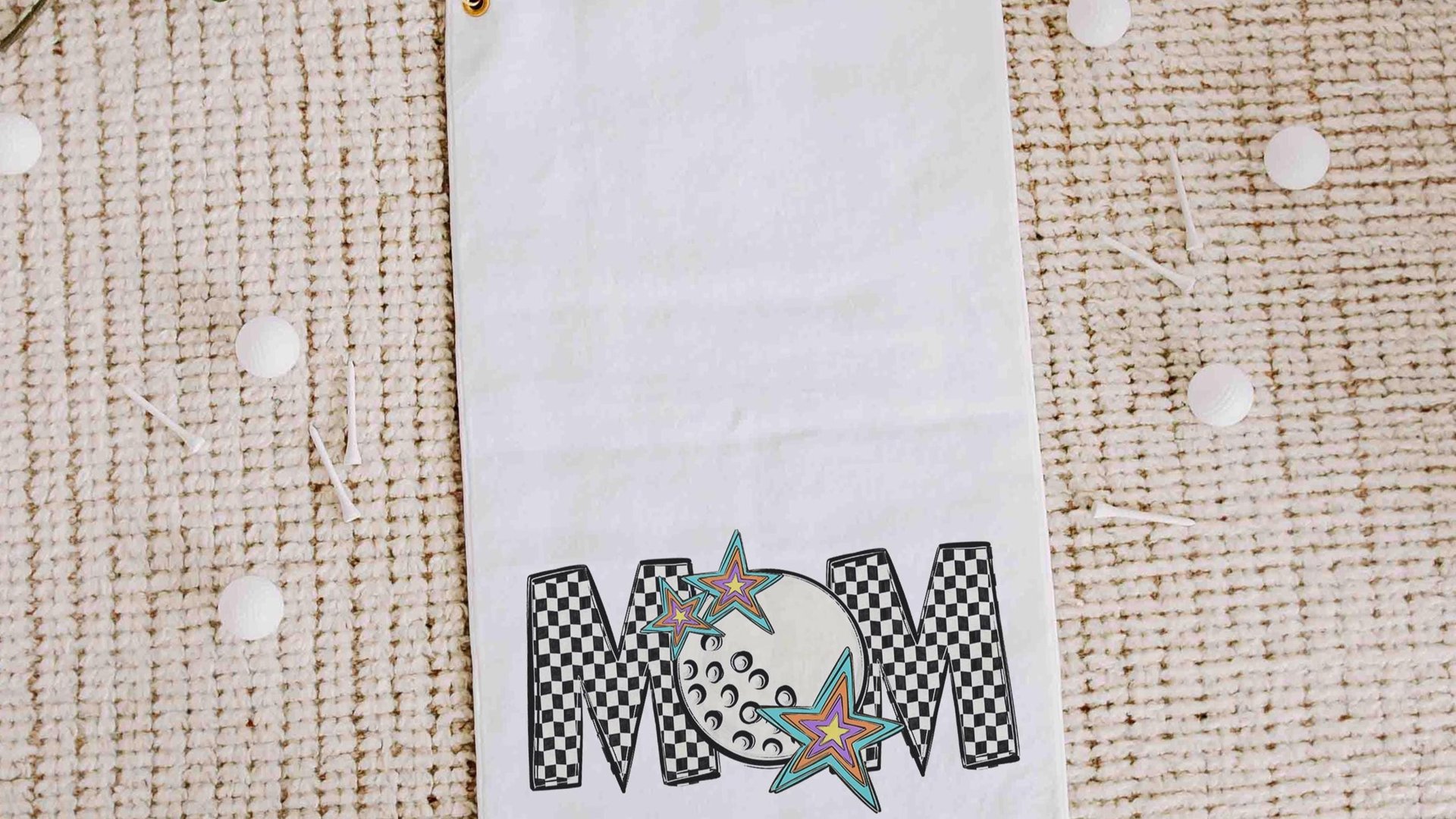 black and white checkered trendy golf towel for cart, golf Mothers day gift for golfers, golf mom gifts, cute golf accessories for women