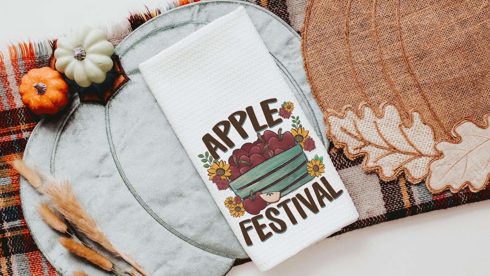 apple festival autumn kitchen towels home essentials, apple kitchen decor, sunflower gifts for her, Thanksgiving hosting gift, housewarming