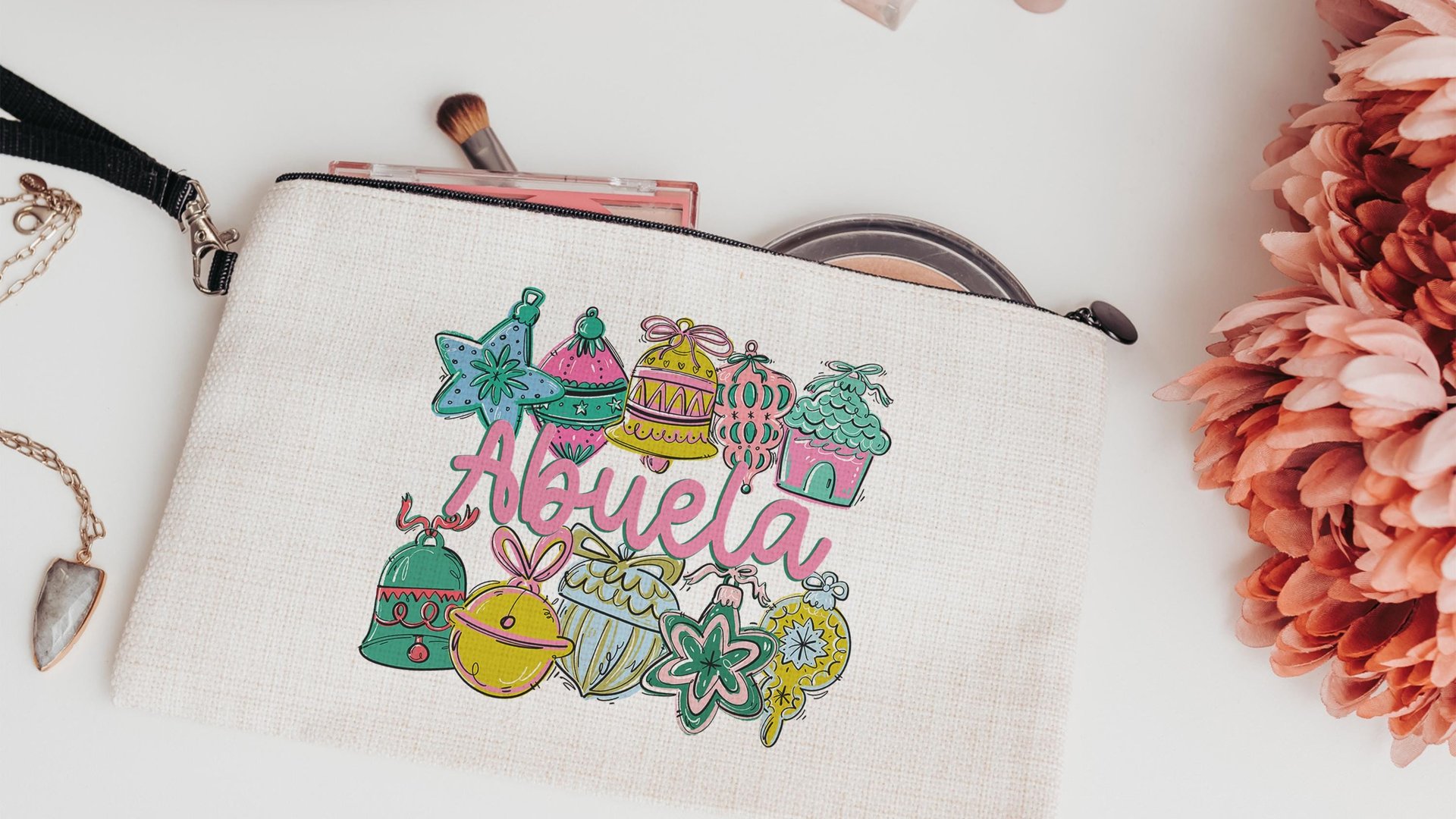 abuela tote bag for travel Christmas gifts from grandchildren, Christmas tote for cruise & makeup bags best sellers, abuela to be gift