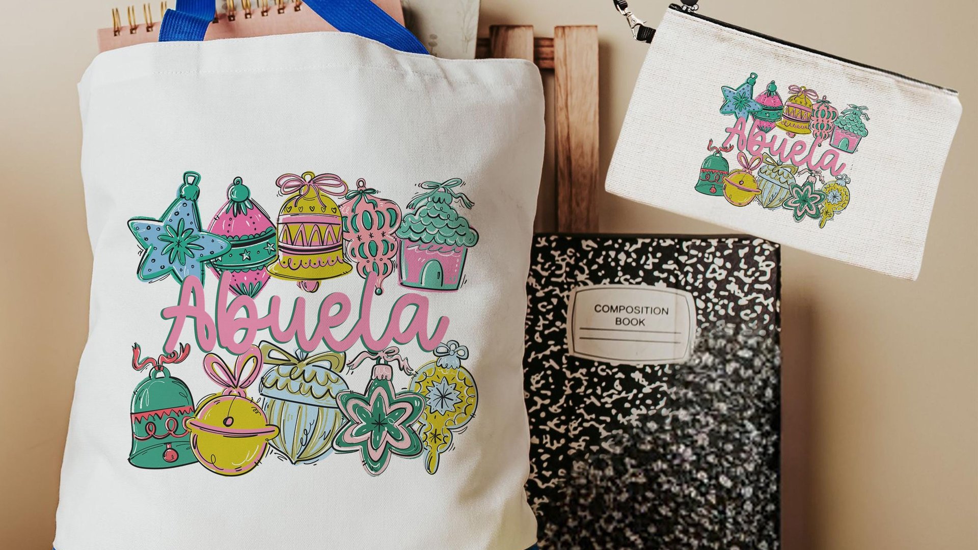 abuela tote bag for travel Christmas gifts from grandchildren, Christmas tote for cruise & makeup bags best sellers, abuela to be gift