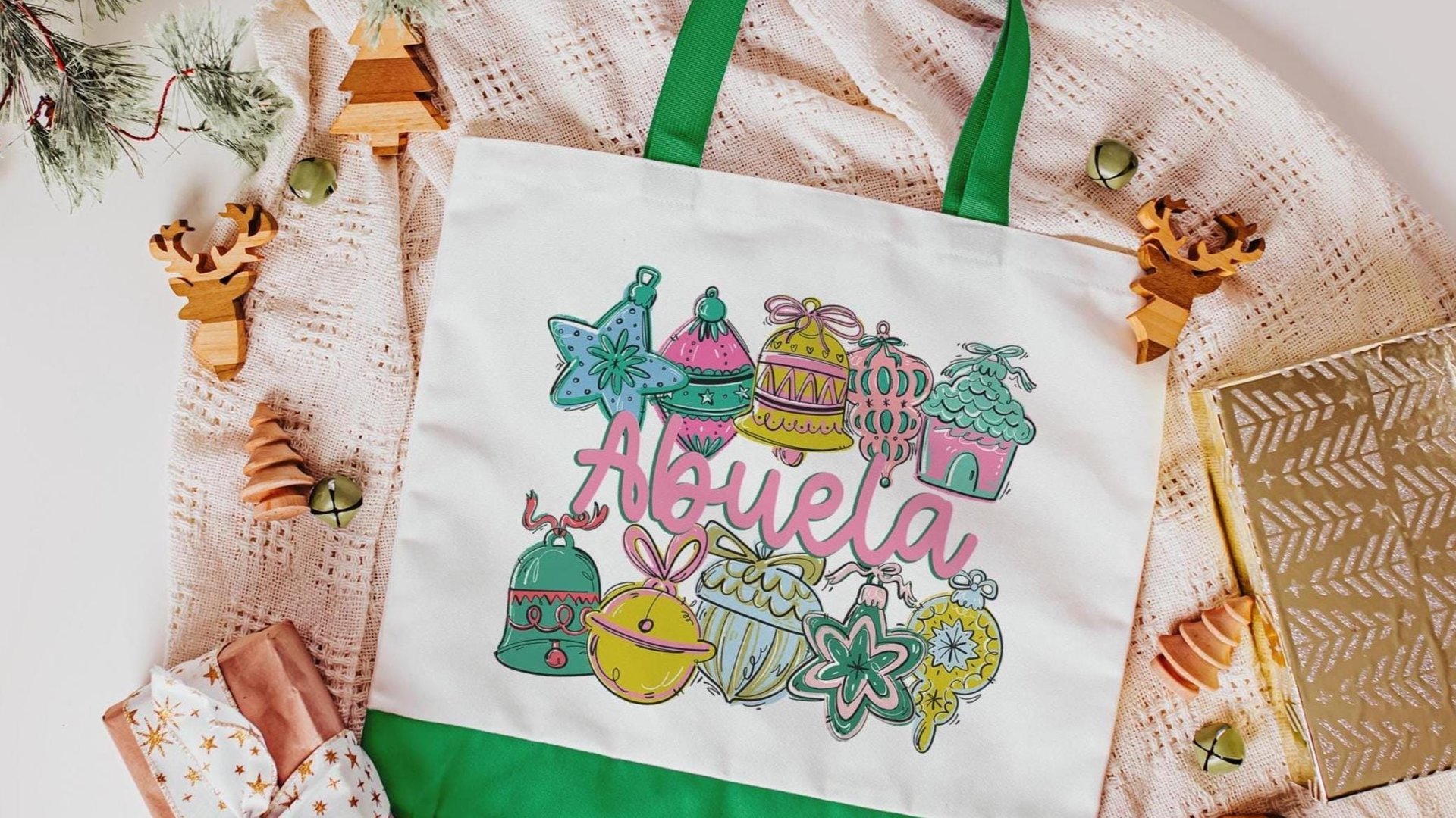 abuela tote bag for travel Christmas gifts from grandchildren, Christmas tote for cruise & makeup bags best sellers, abuela to be gift