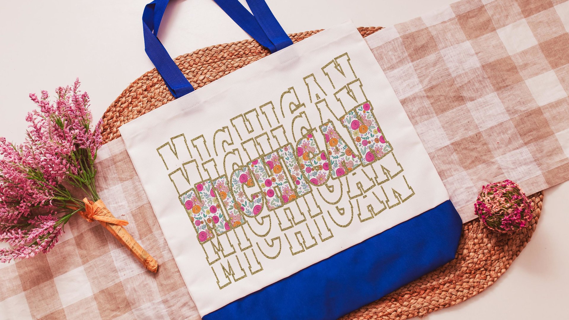 Arkansas tote bag for teachers, Arkansas gifts, realtor tote bag real estate agent gift, wildflower tote for women, Arkansas game day bag