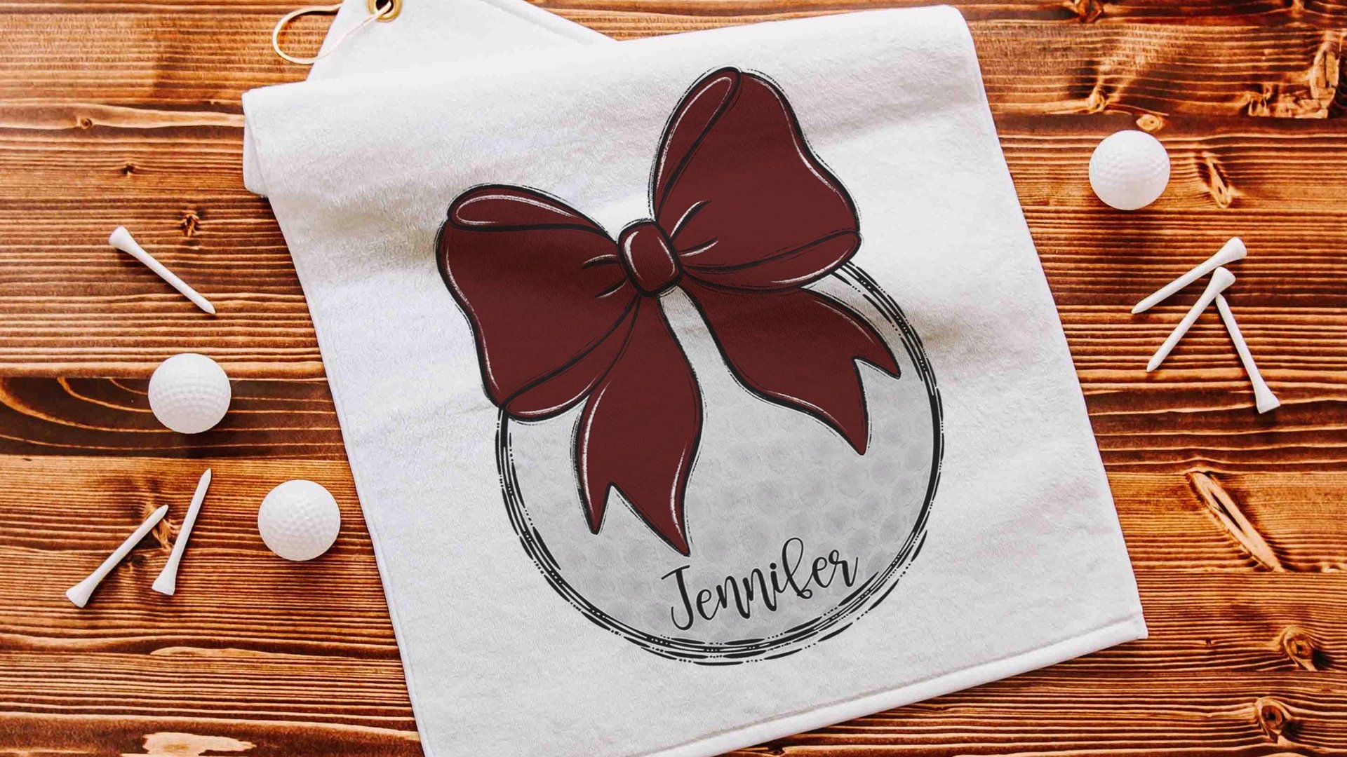 personalized golf coquette golf towels for women, maroon school spirit accessories, cute golf gifts for ladies for golf bags, golf Christmas