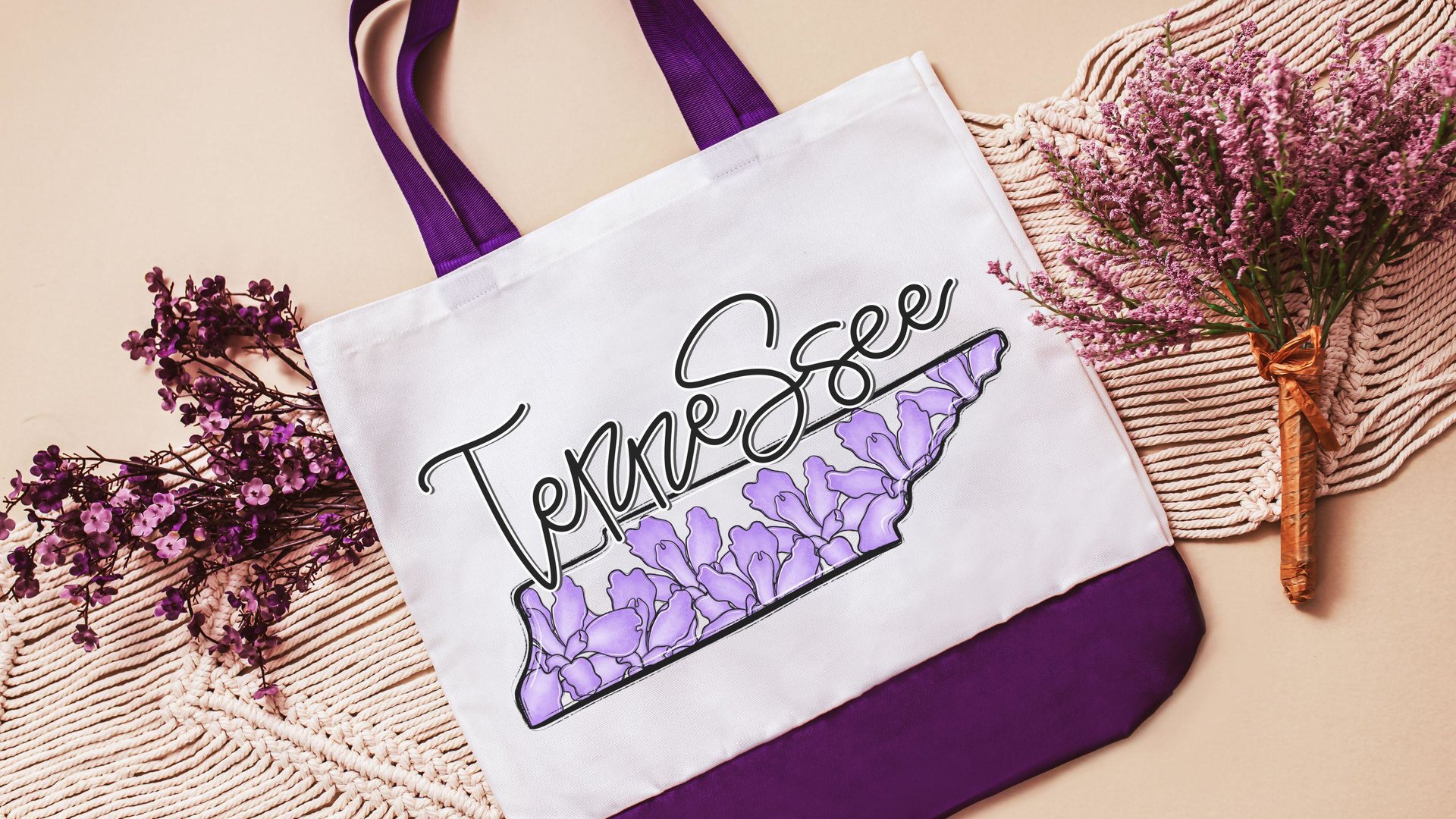 North Carolina tote bag for books, flowering dogwood North Carolina state flower NC gifts, NC Christmas gifts for neighbors, college student