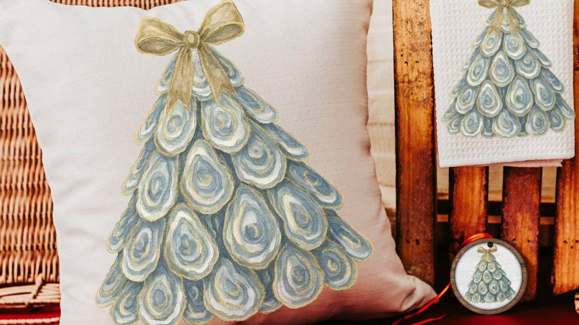 oyster shell Christmas tree ornament handmade, oyster Christmas ornament gift best sellers, trendy Christmas gifts for beach lovers, coastal