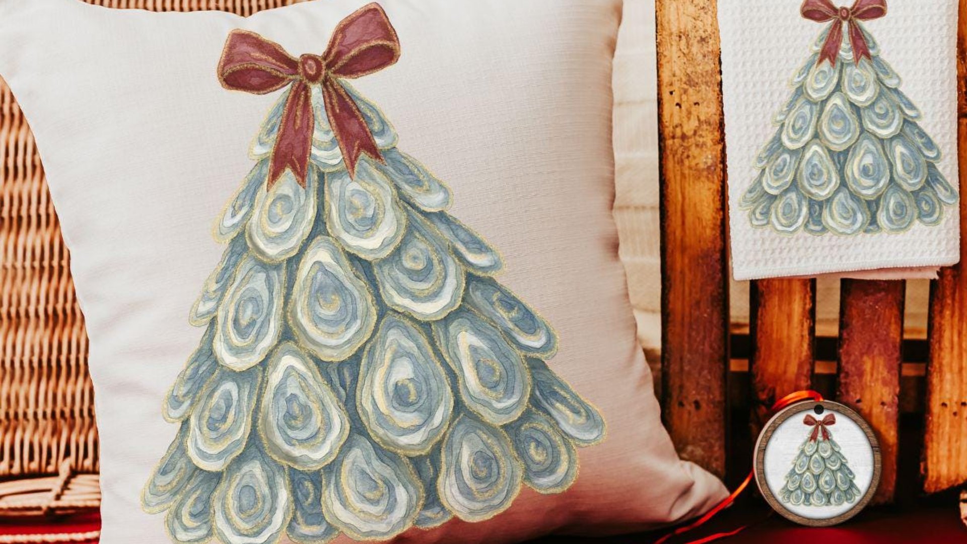 oyster shell Christmas tree ornament handmade, oyster Christmas ornament gift best sellers, trendy Christmas gifts for beach lovers, coastal