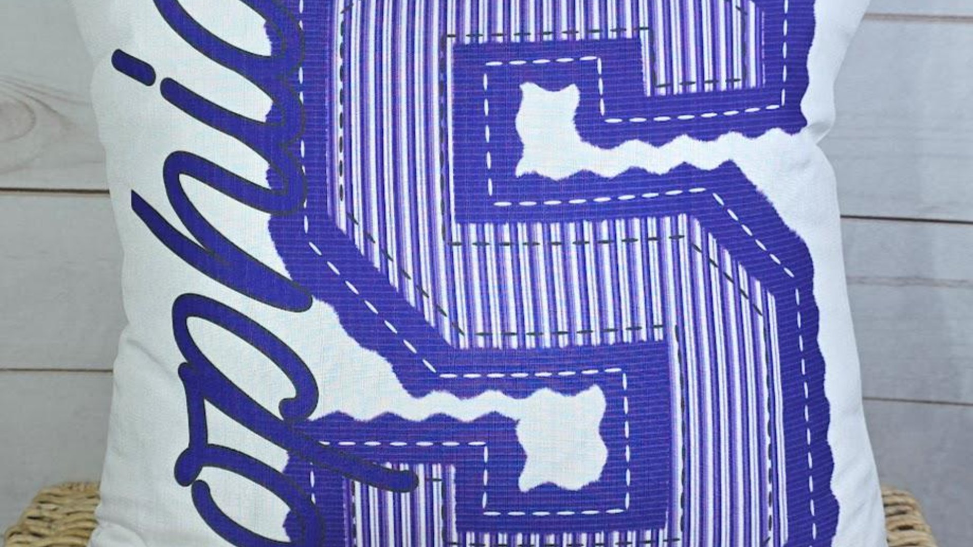 personalized purple seersucker pillow with name, Christmas gifts for teenage girls, tween girl gifts, initial throw pillow for dorm, preppy