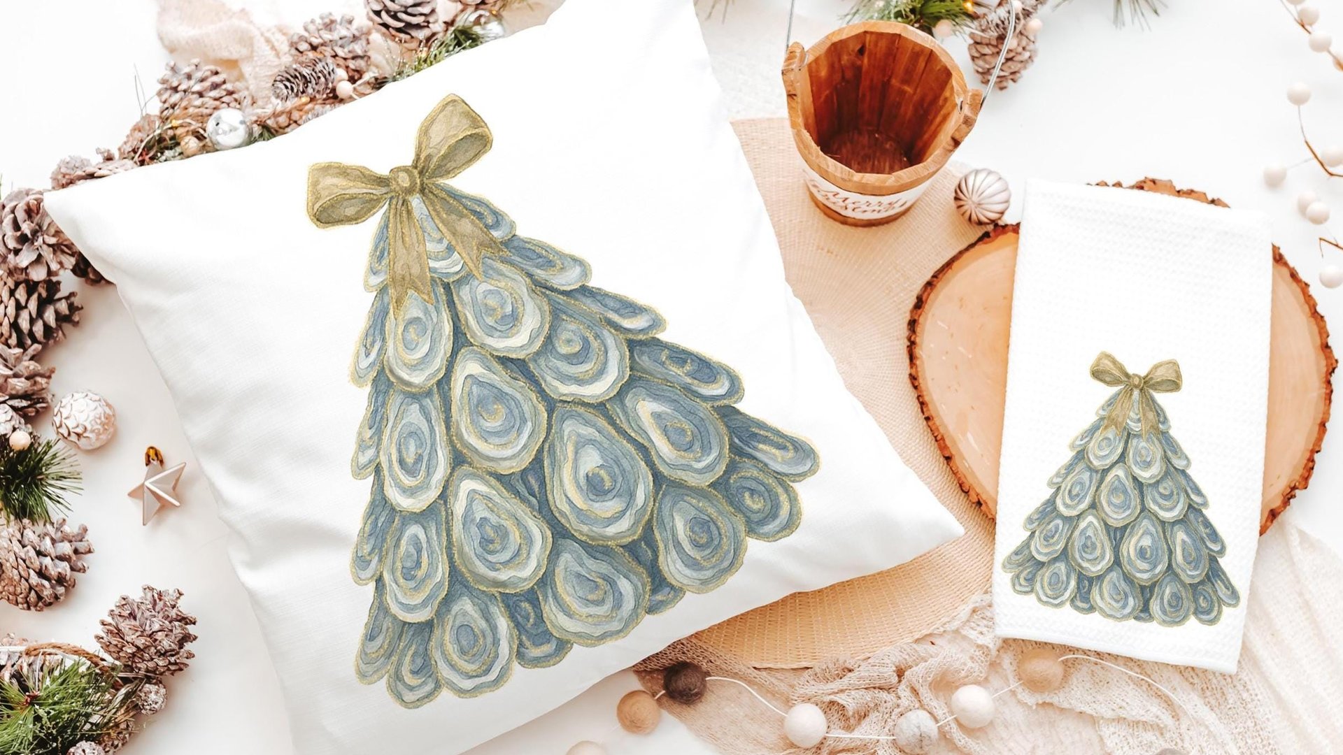 oyster shell Christmas tree ornament handmade, oyster Christmas ornament gift best sellers, trendy Christmas gifts for beach lovers, coastal