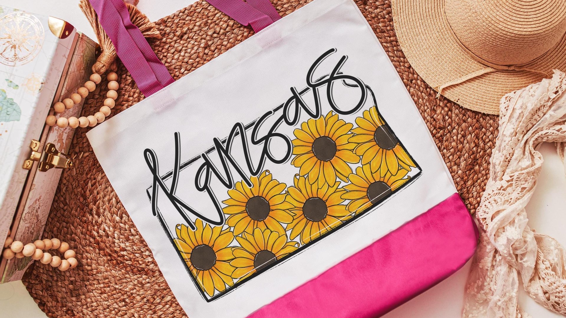 yellow sunflower Kansas state flower tote bag best sellers, Kansas Christmas gifts for neighbors, reusable farmers market bag, Kansas gifts