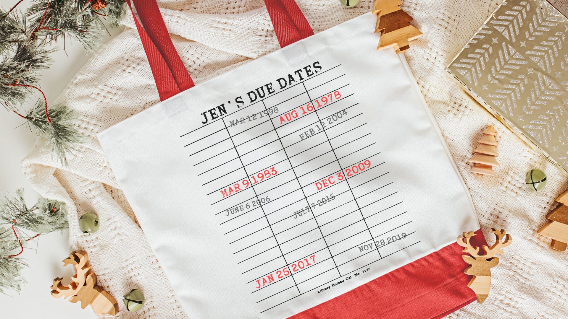 custom library due date print book lover tote bag with name, unique gifts for women who have everything, grandma tote bag for Gigi, bookish