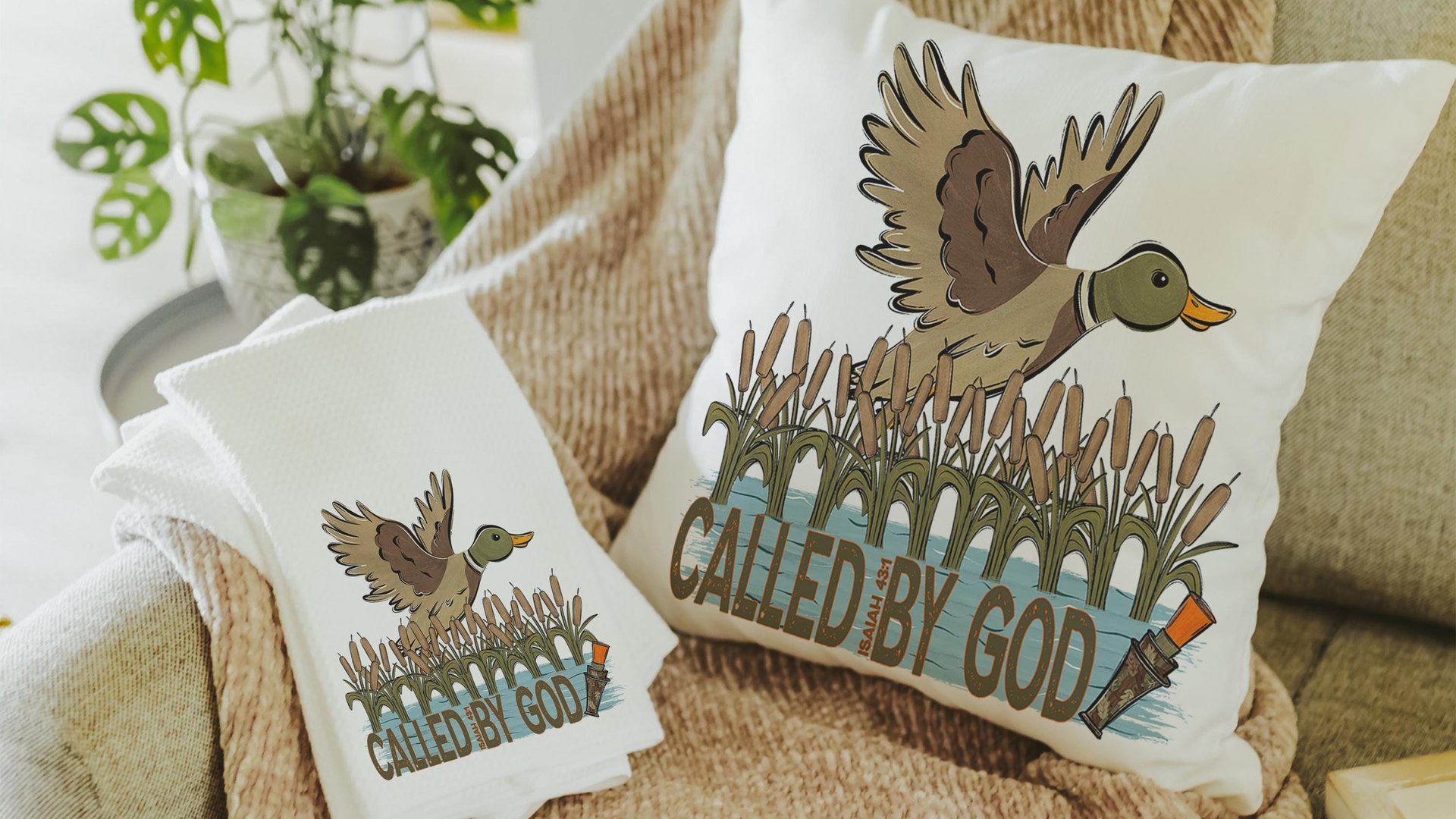 Called by God decorative pillows for bed, Christian gifts for men brothers in Christ, duck throw pillows for couch, Christian kitchen towel