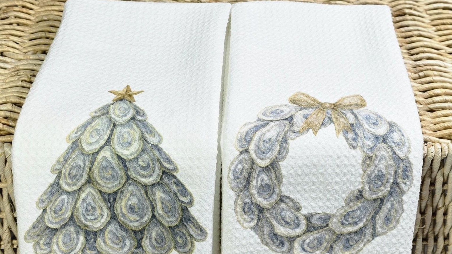 oyster shell nautical Christmas tree throw pillow for guest room, coastal Christmas pillow cover 18 x 18, beach Christmas gifts for ladies