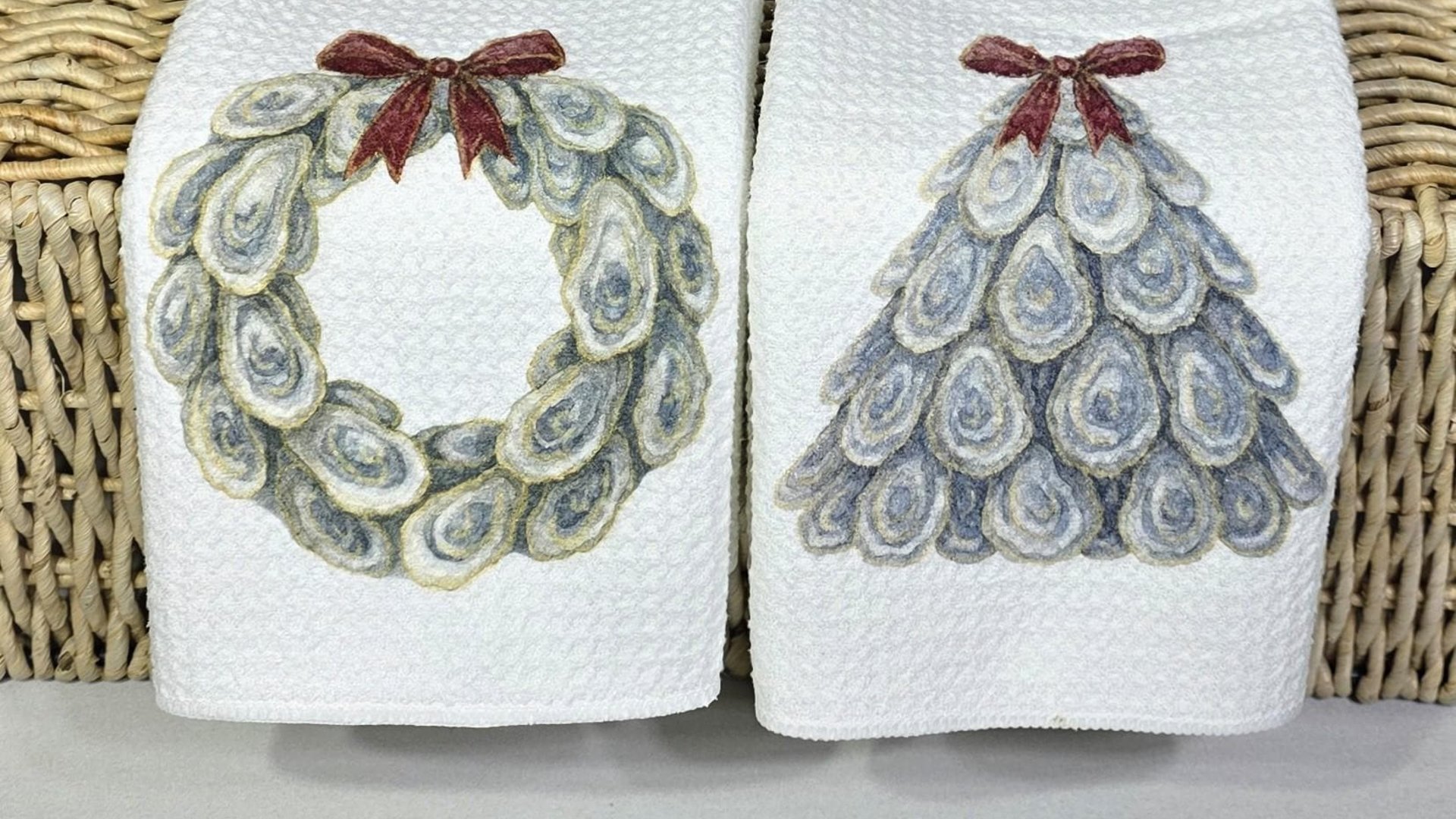 oyster shell nautical Christmas tree throw pillow for guest room, coastal Christmas pillow cover 18 x 18, beach Christmas gifts for ladies