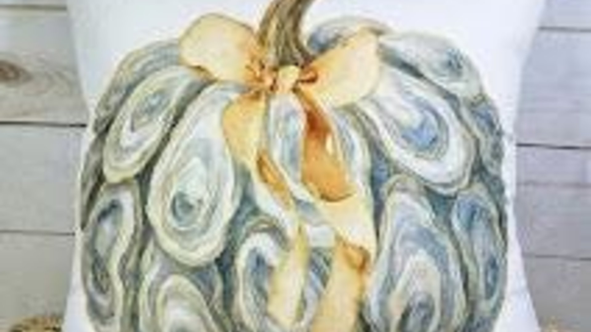 oyster shell pumpkin accent pillows for chair, Thanksgiving hosting gift, autumn housewarming gift for friends, fall coastal decor for home