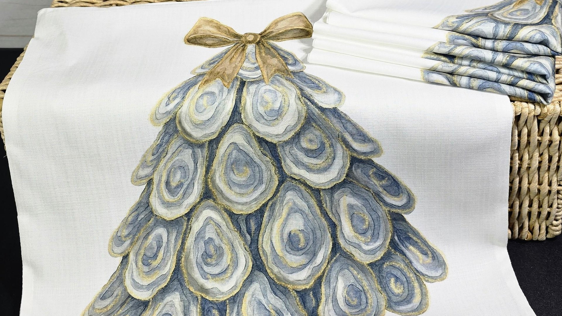 oyster shell nautical Christmas tree throw pillow for guest room, coastal Christmas pillow cover 18 x 18, beach Christmas gifts for ladies