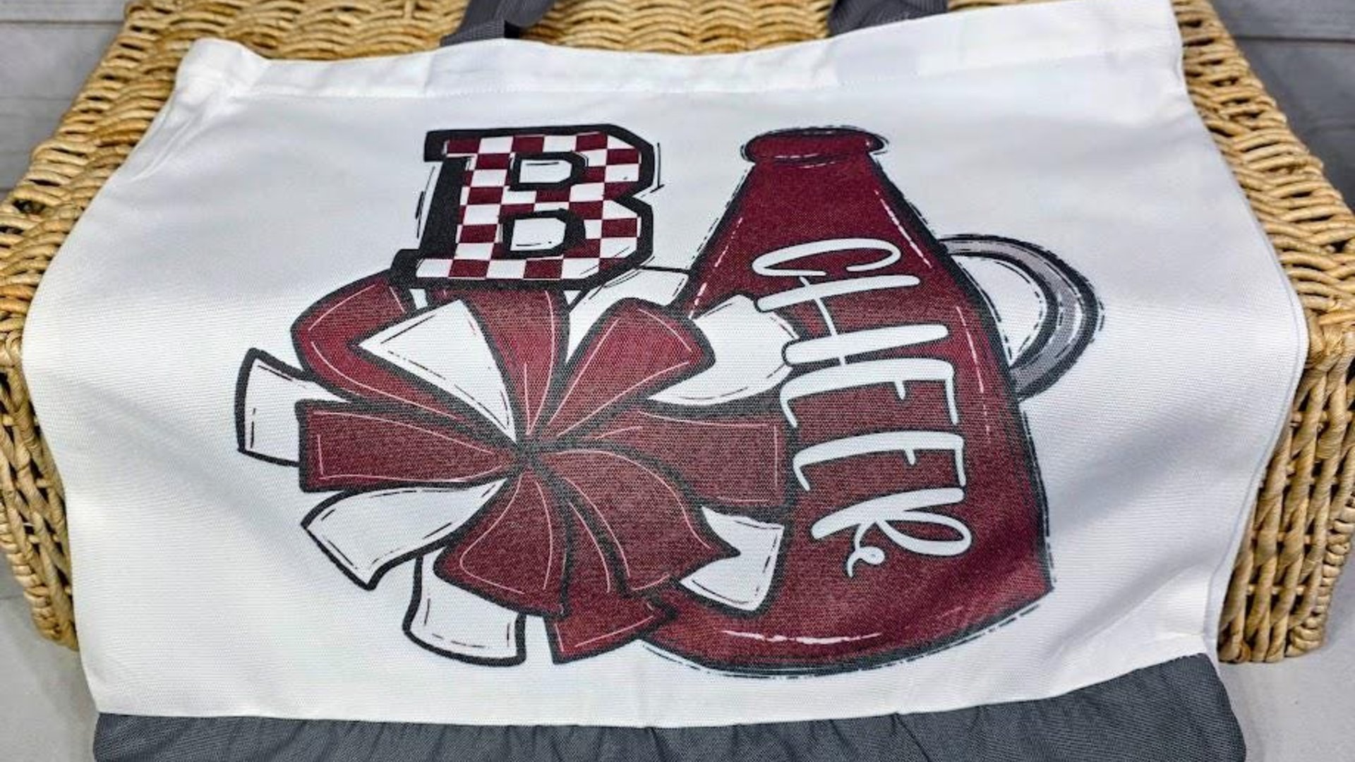 personalized kelly green cheer tote bag for school, cheerleader gifts for girls, initial tote bag for teen girls, back to school gifts for